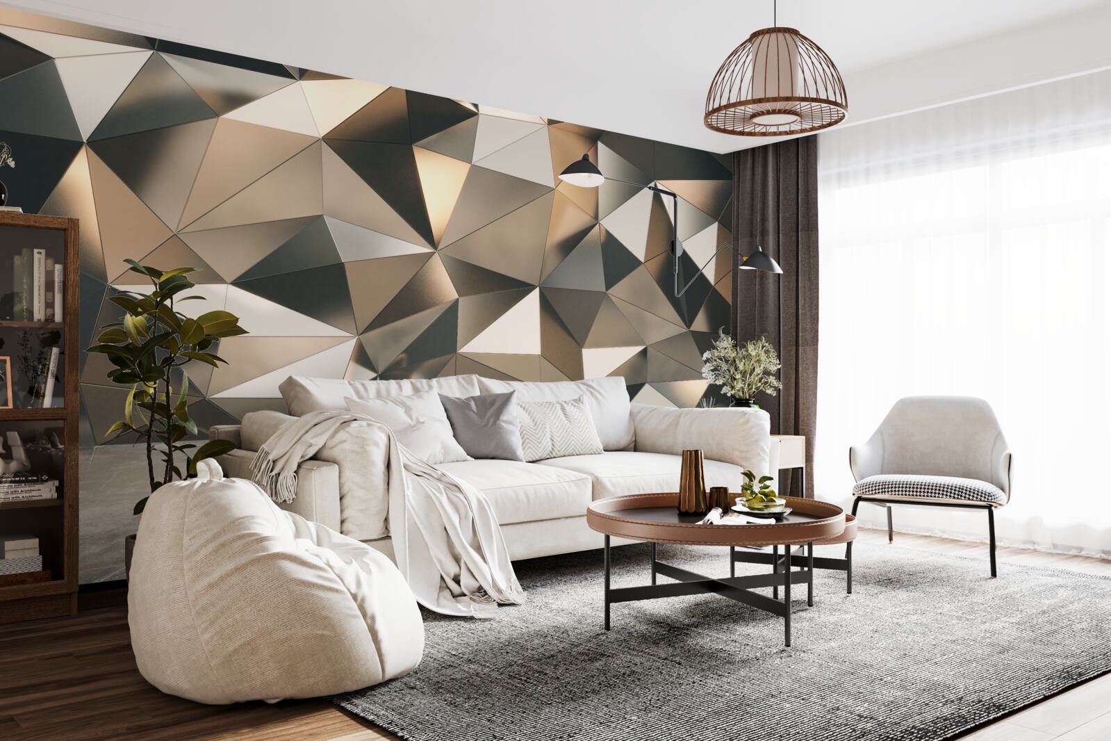 Fotobehang abstracte vormen op de muur