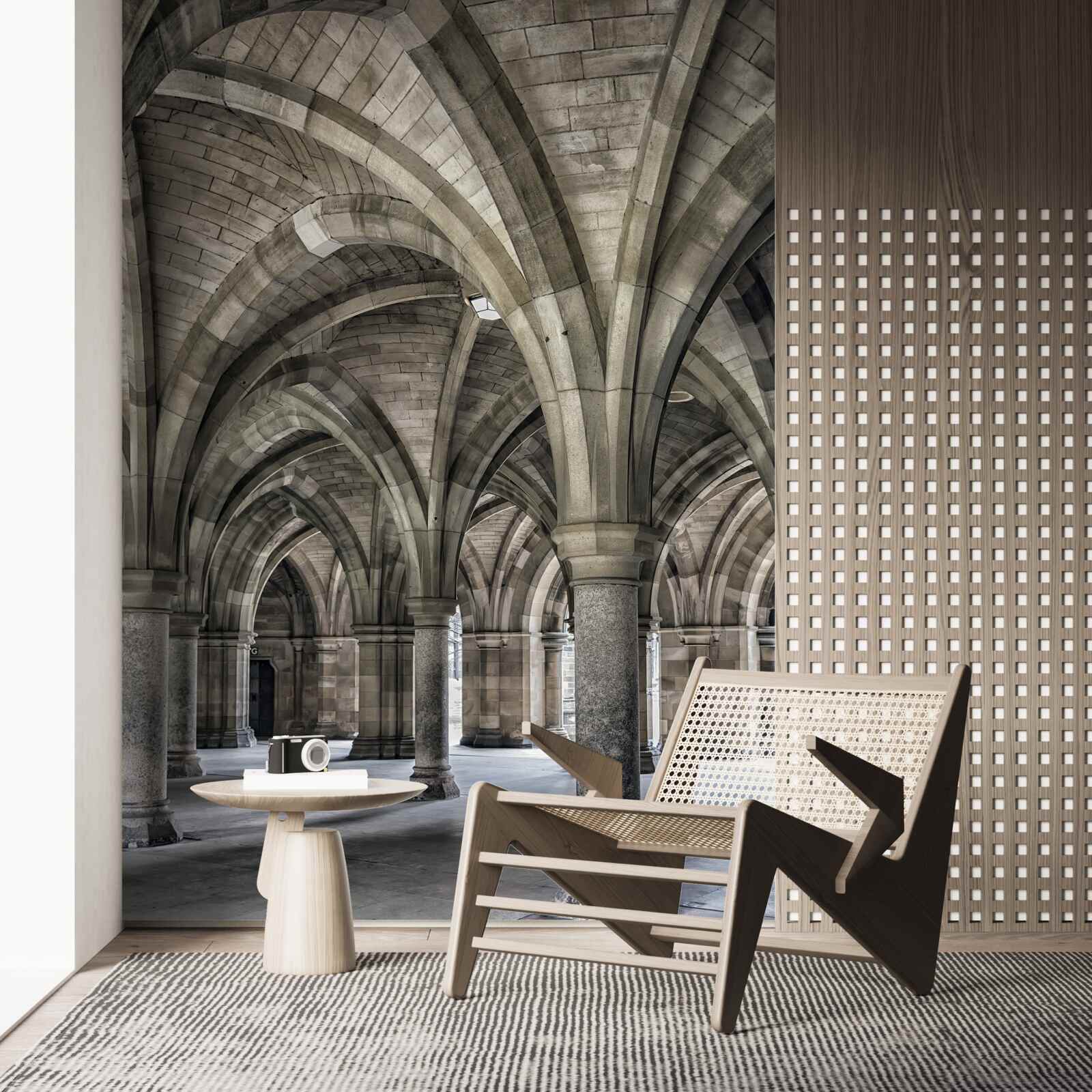 Fotobehang hoge bogen van ronde steen