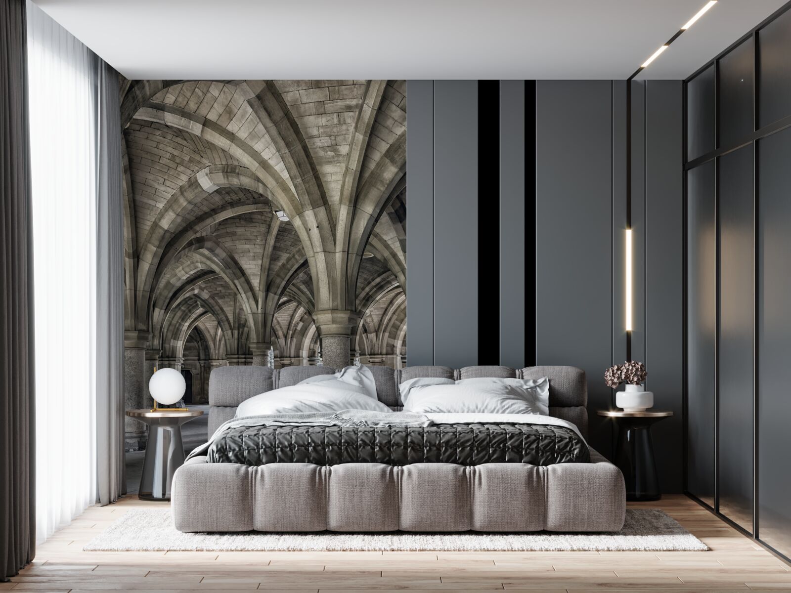 Fotobehang hoge bogen van ronde steen