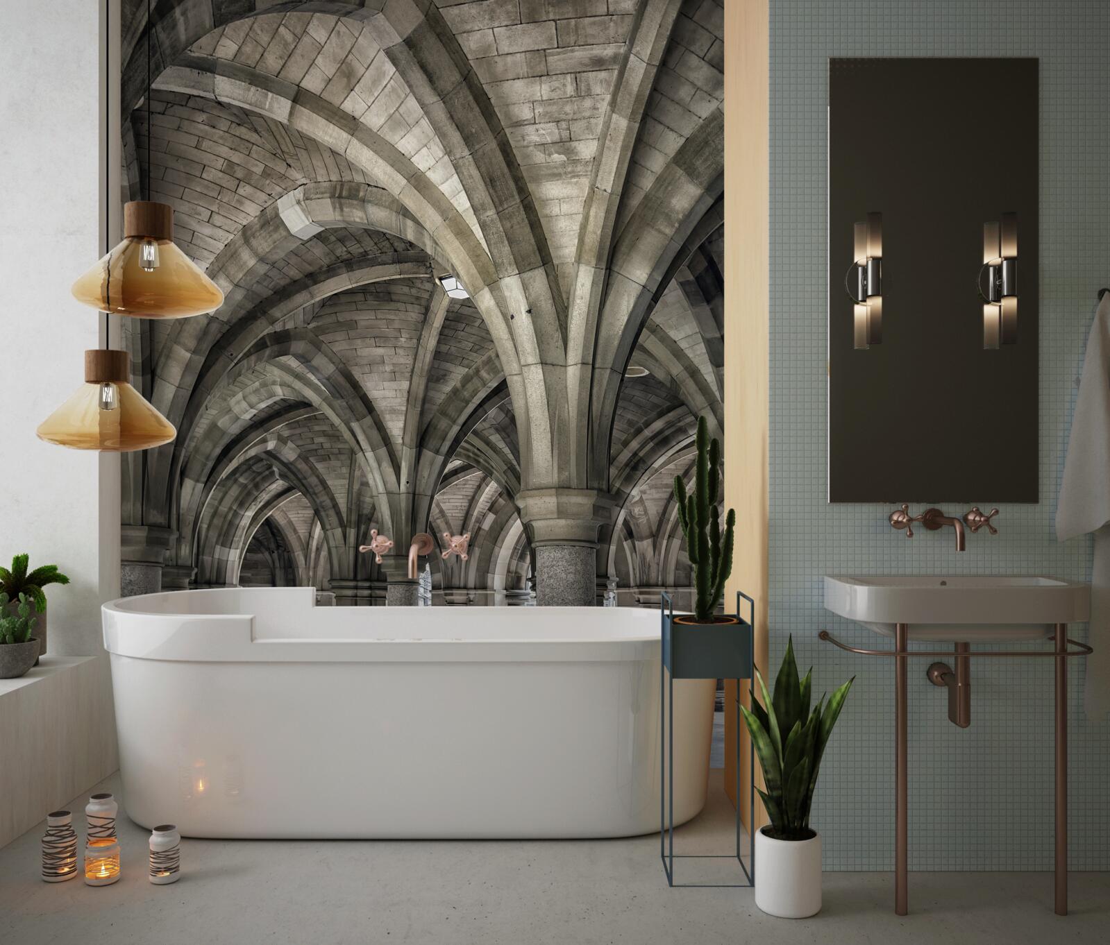 Fotobehang hoge bogen van ronde steen