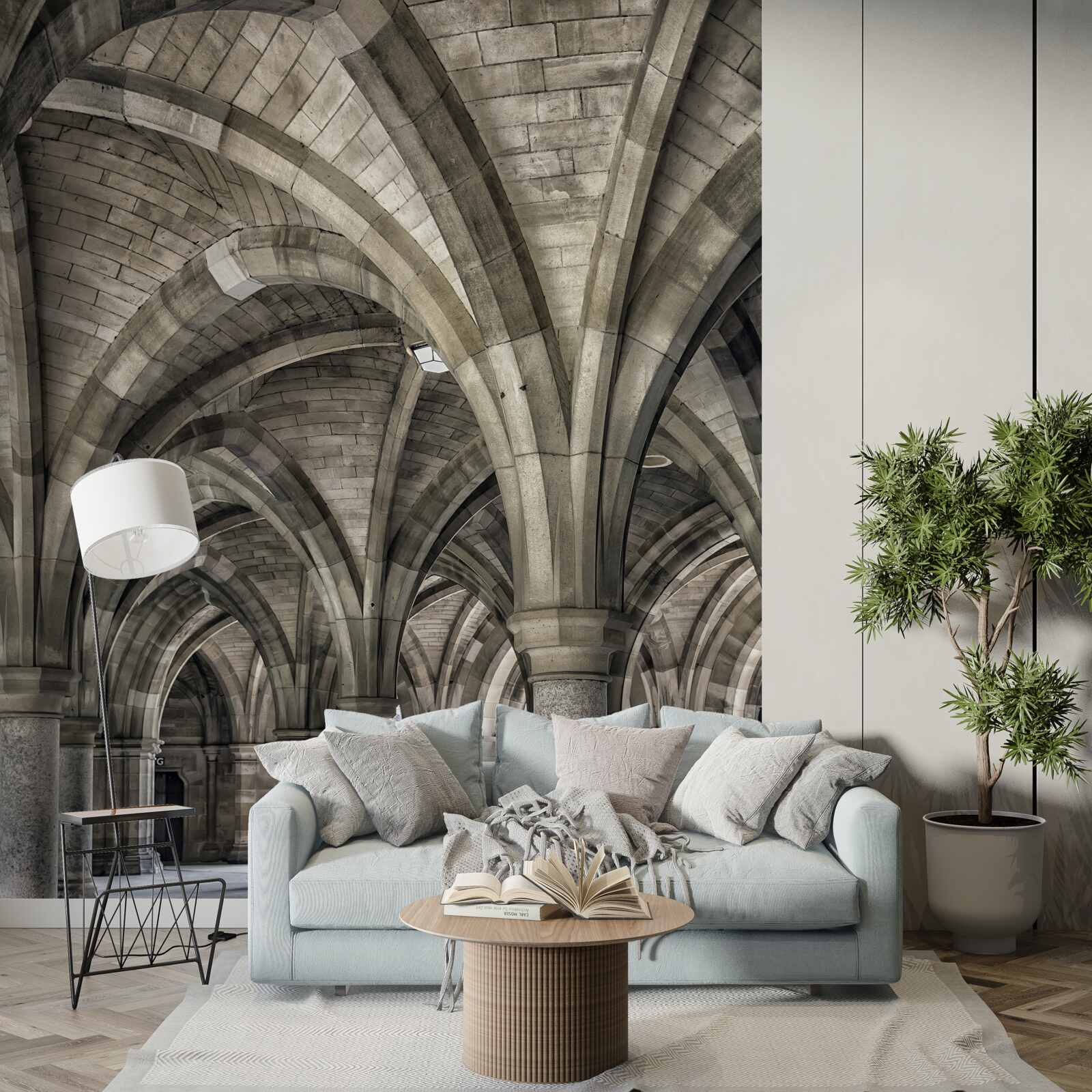 Fotobehang hoge bogen van ronde steen