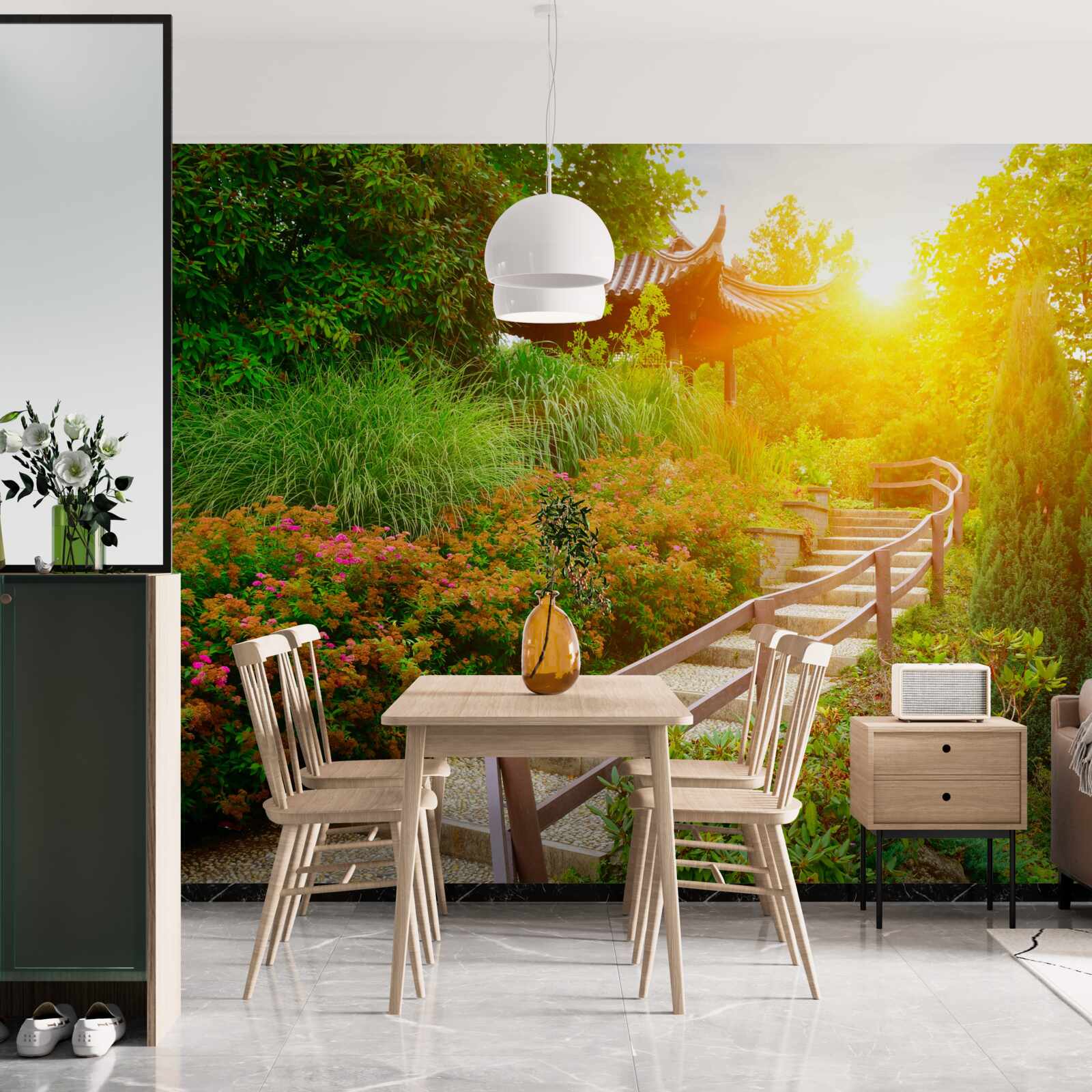 Fotobehang de weg naar huis bij zonsopgang