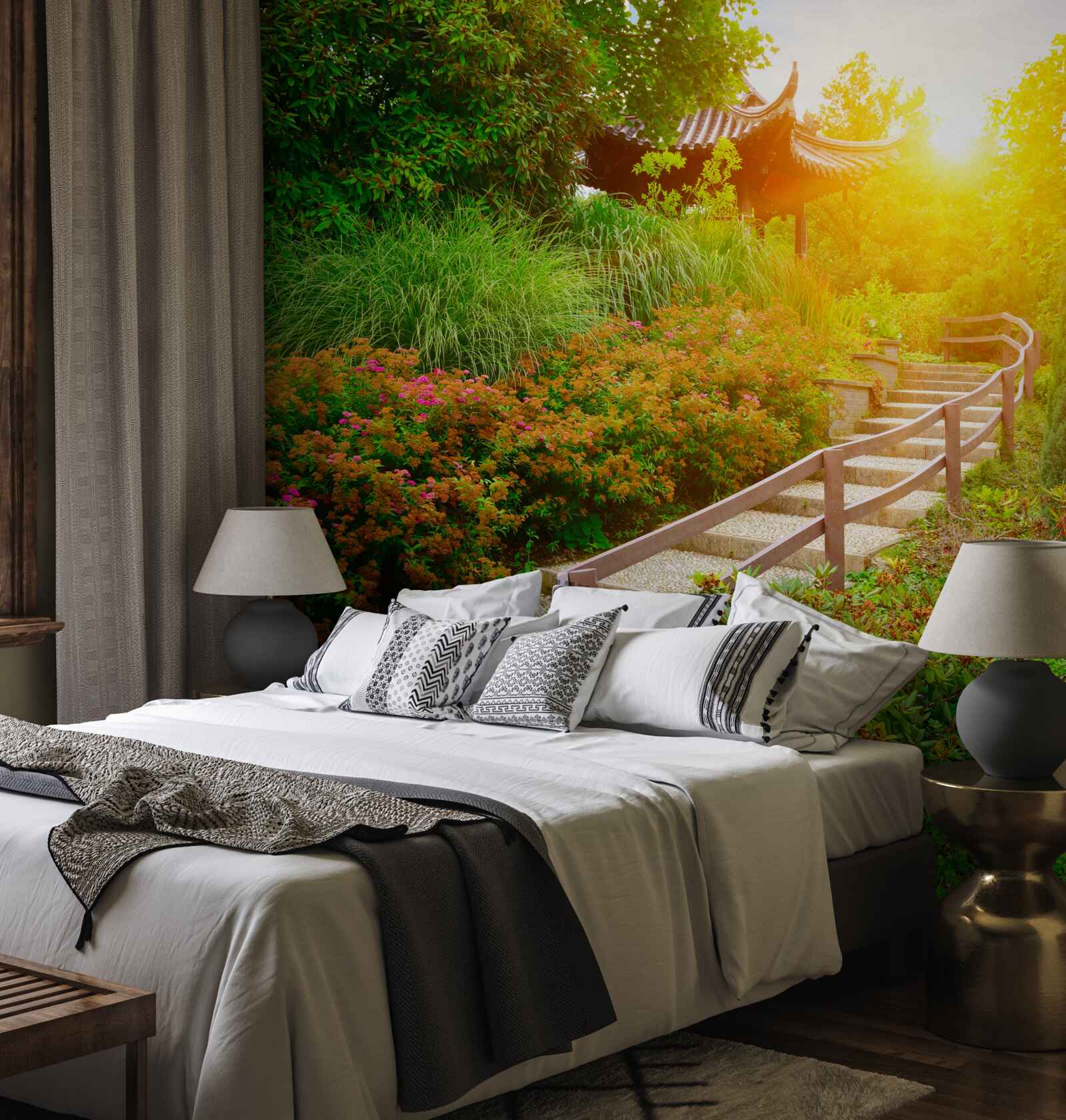 Fotobehang de weg naar huis bij zonsopgang