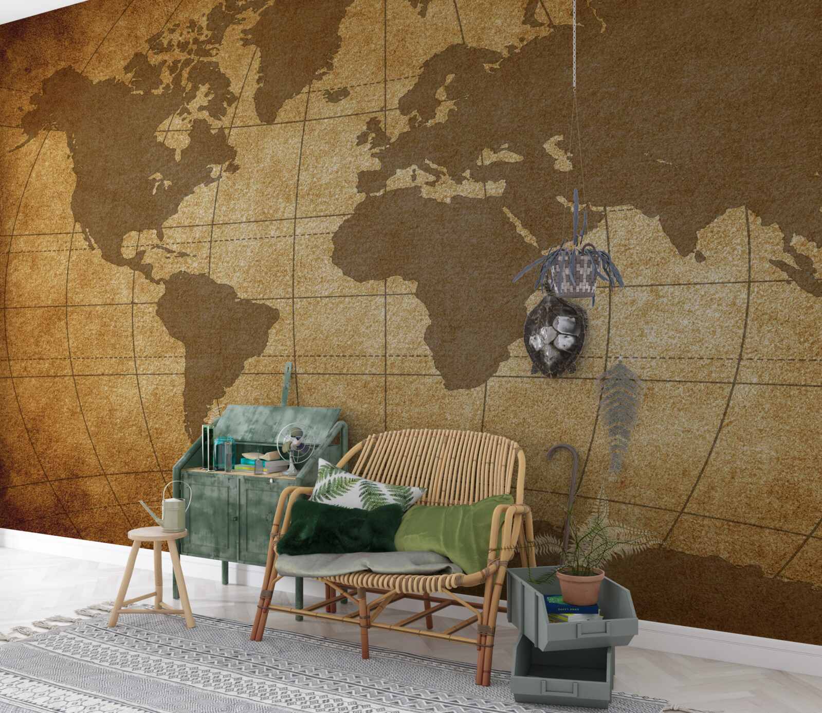 Fotobehang wereldbol als een wereldkaart