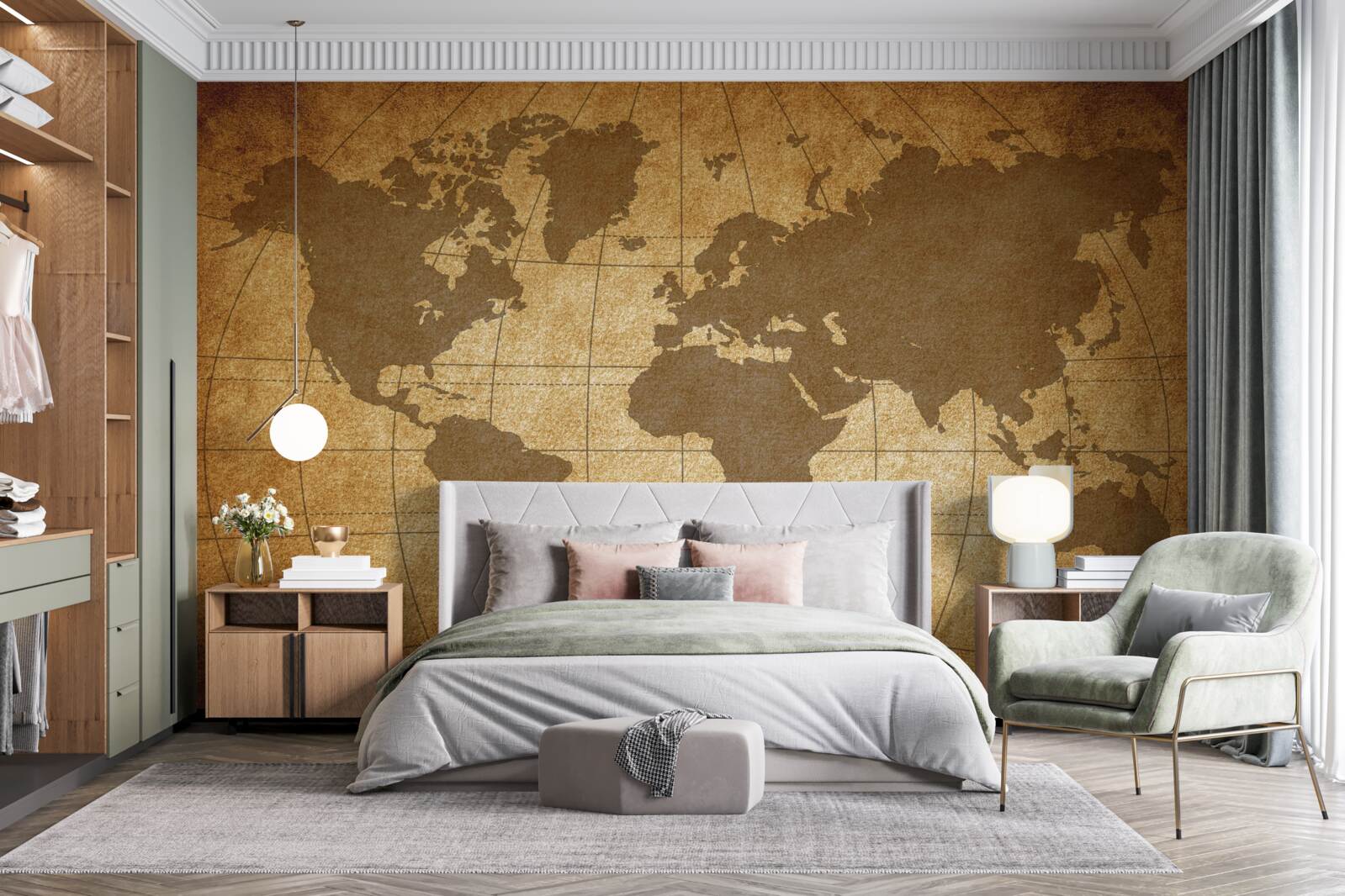 Fotobehang wereldbol als een wereldkaart