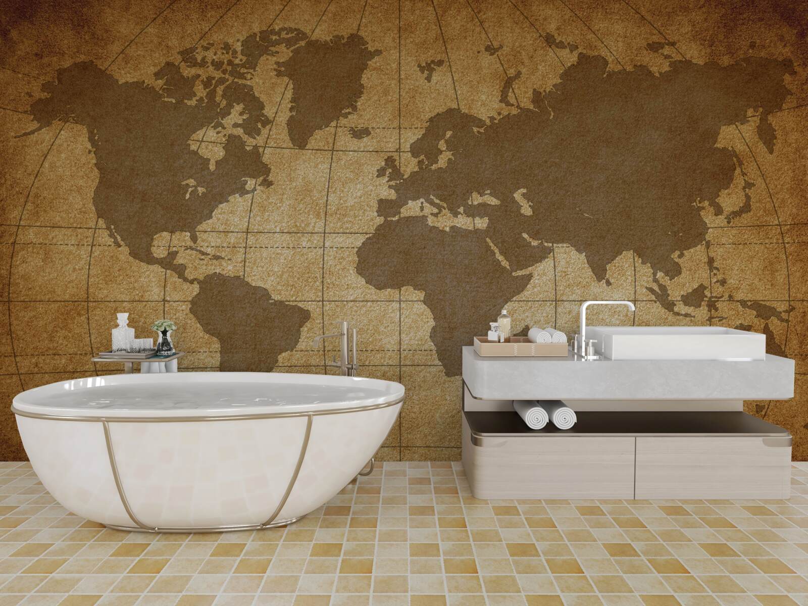 Fotobehang wereldbol als een wereldkaart