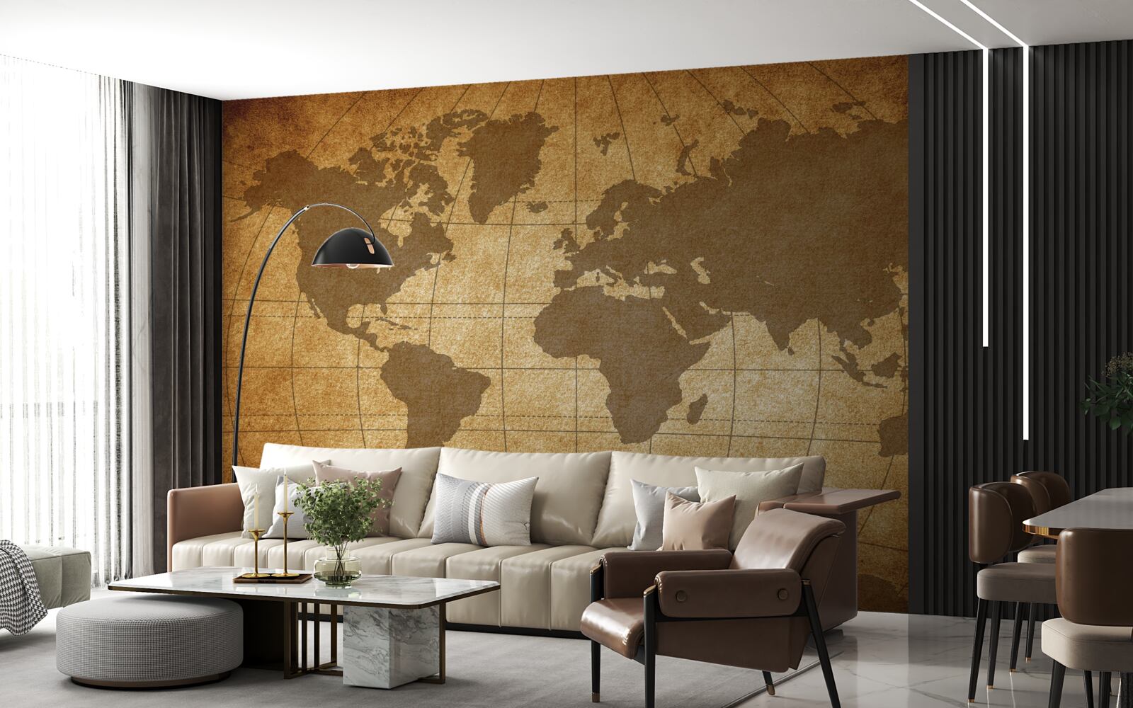 Fotobehang wereldbol als een wereldkaart