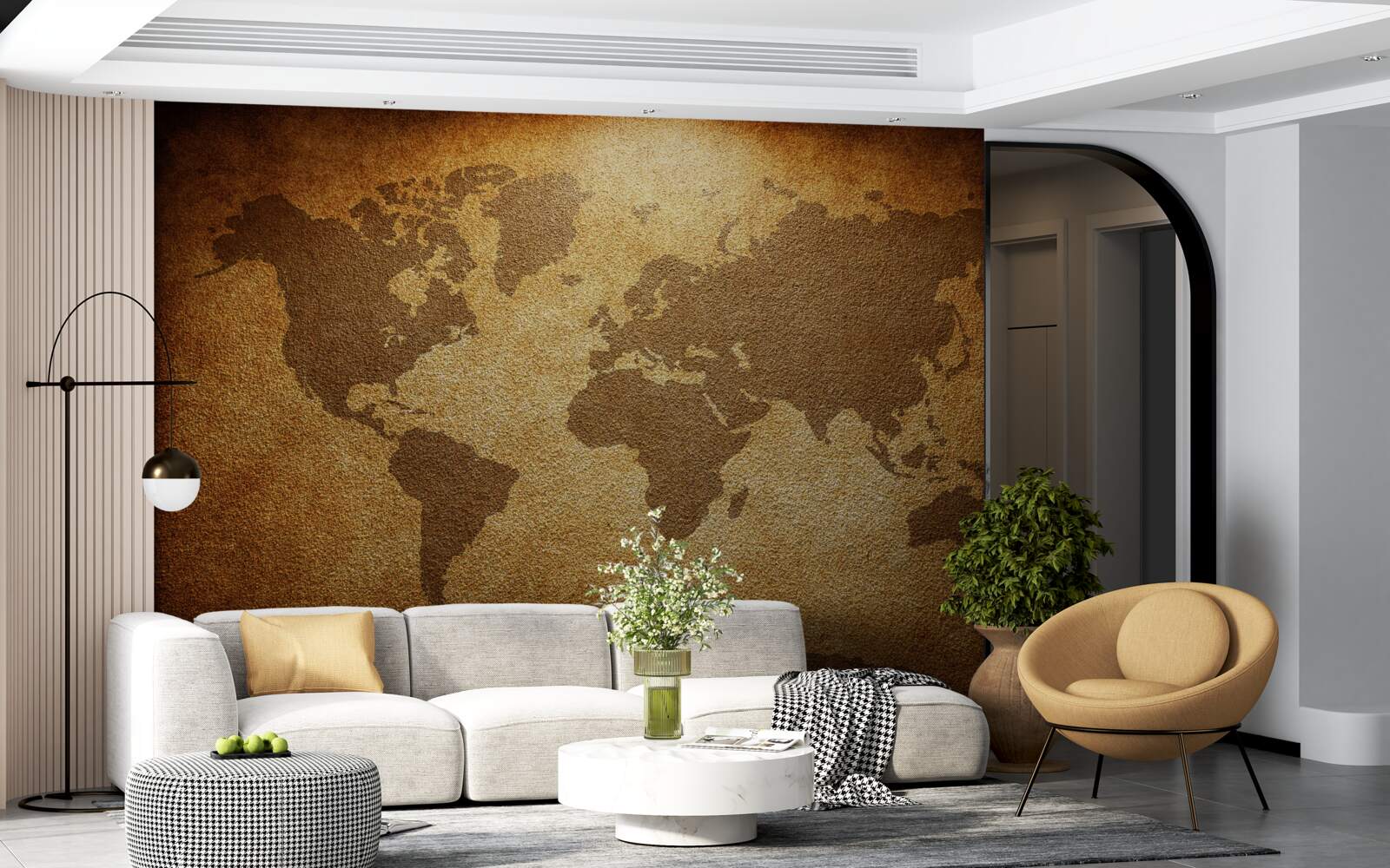 Fotobehang wereldbol met continenten