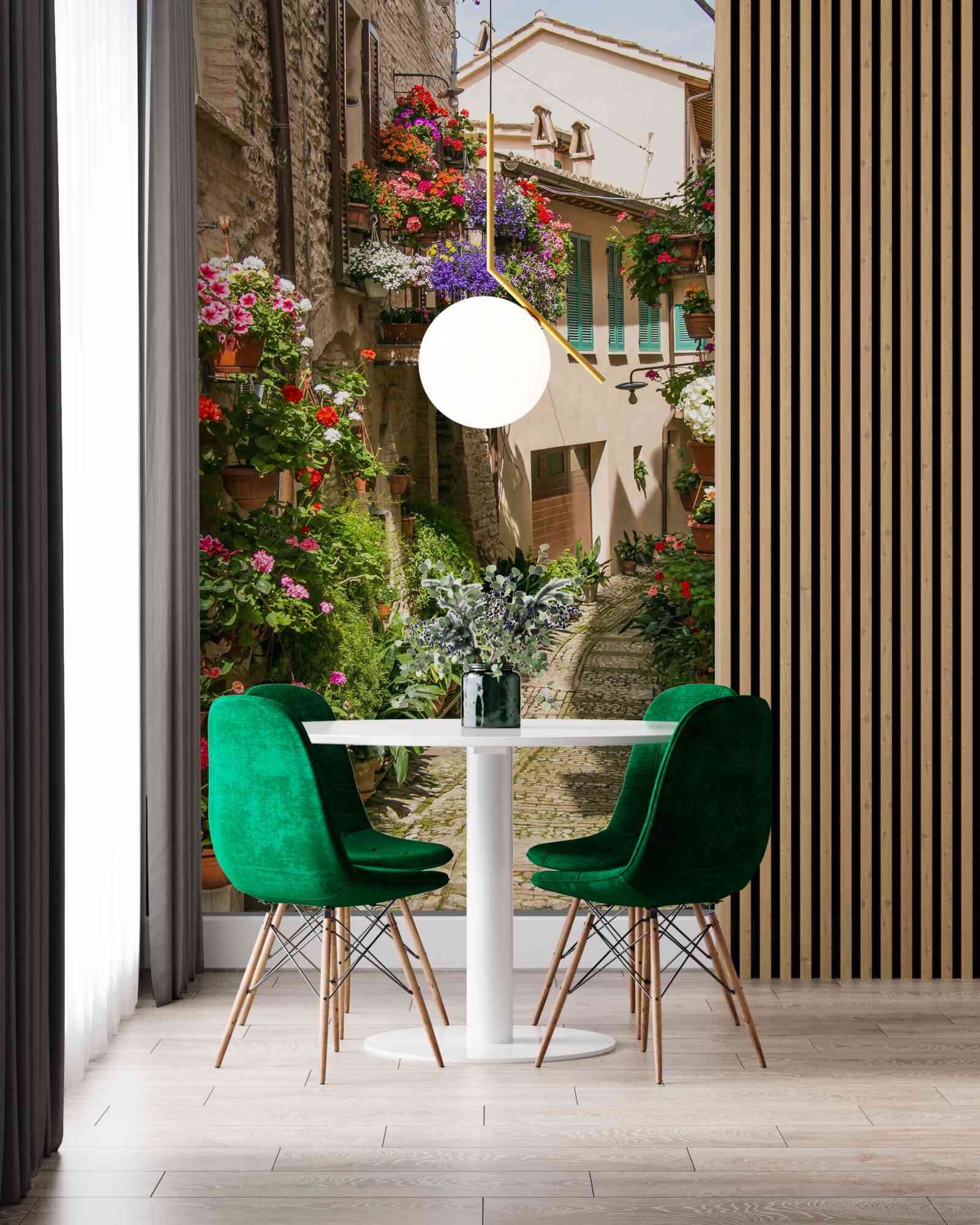 Fotobehang overwoekerde oude stenen weg