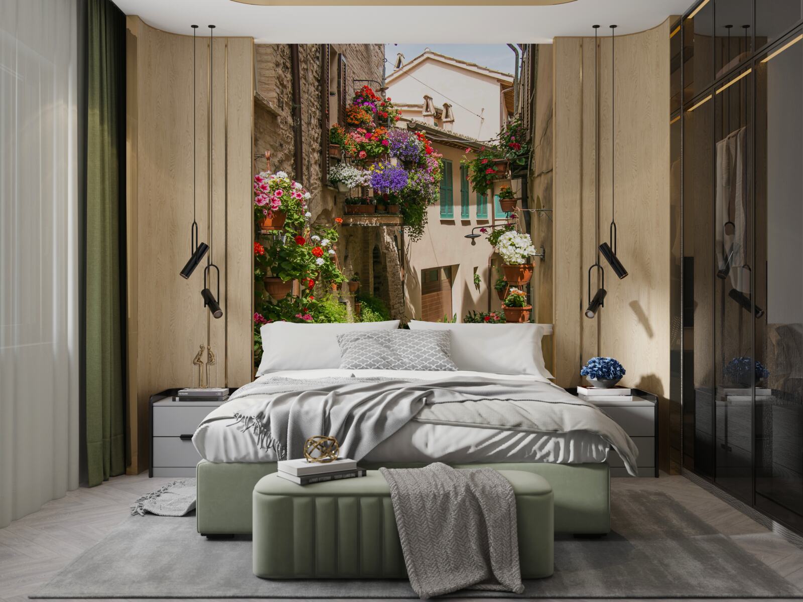 Fotobehang overwoekerde oude stenen weg