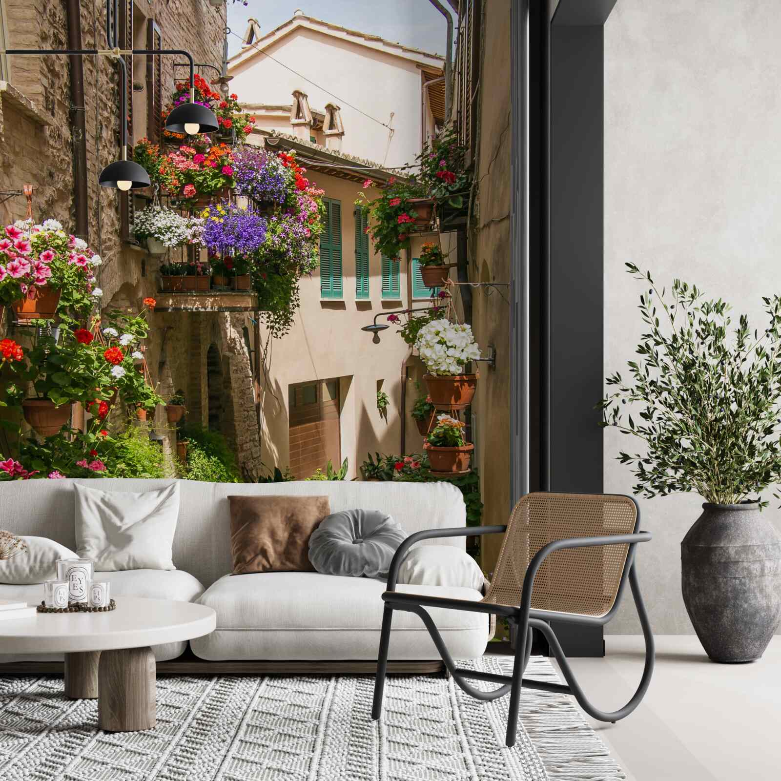 Fotobehang overwoekerde oude stenen weg