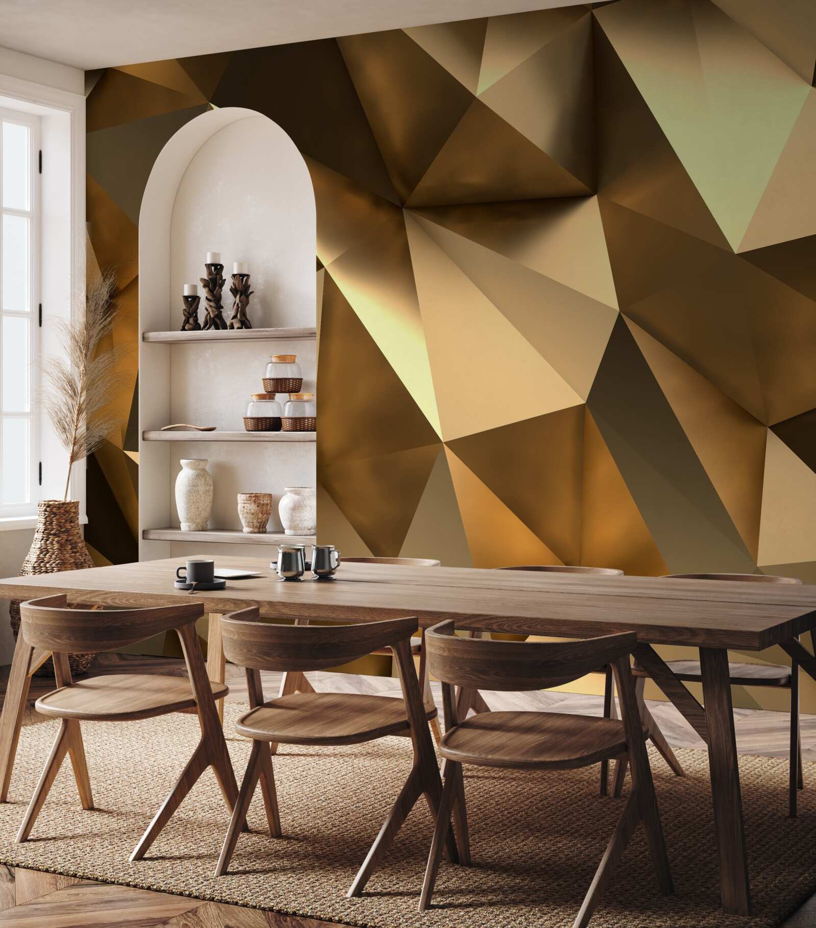 Fotobehang gouden geometrische vormen