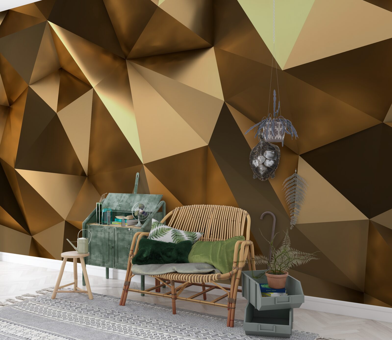 Fotobehang gouden geometrische vormen