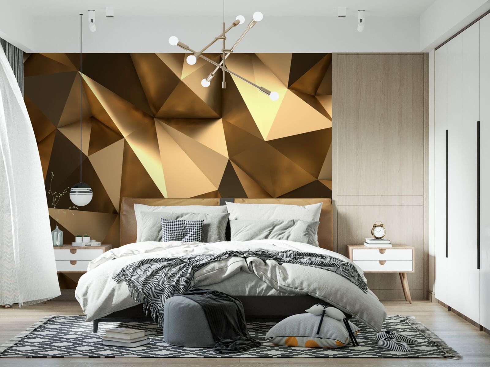 Fotobehang gouden geometrische vormen