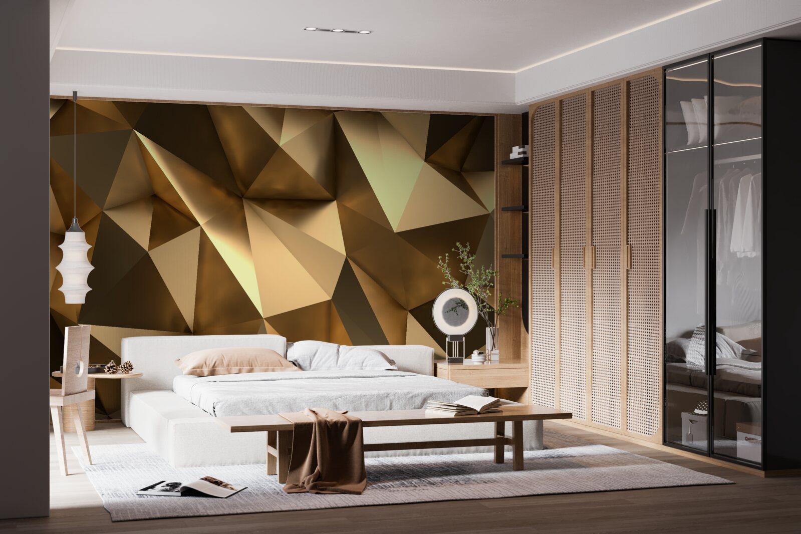 Fotobehang gouden geometrische vormen