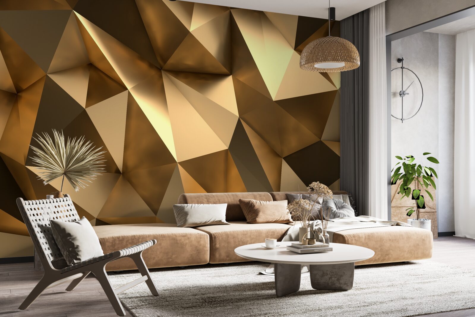 Fotobehang gouden geometrische vormen