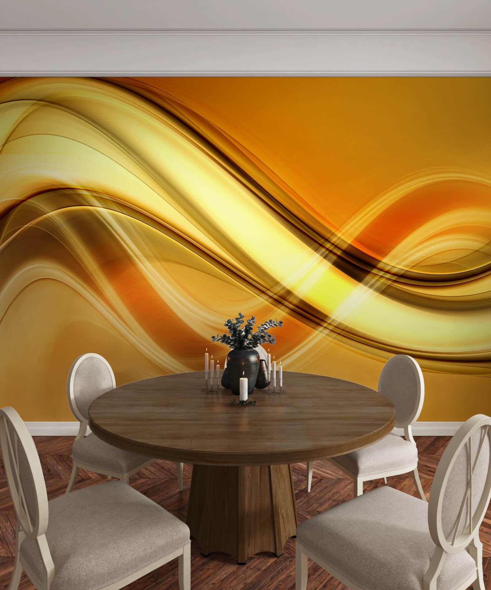 Fotobehang lijnen die zich tot in het oneindige uitstrekken op een bruin oppervlak