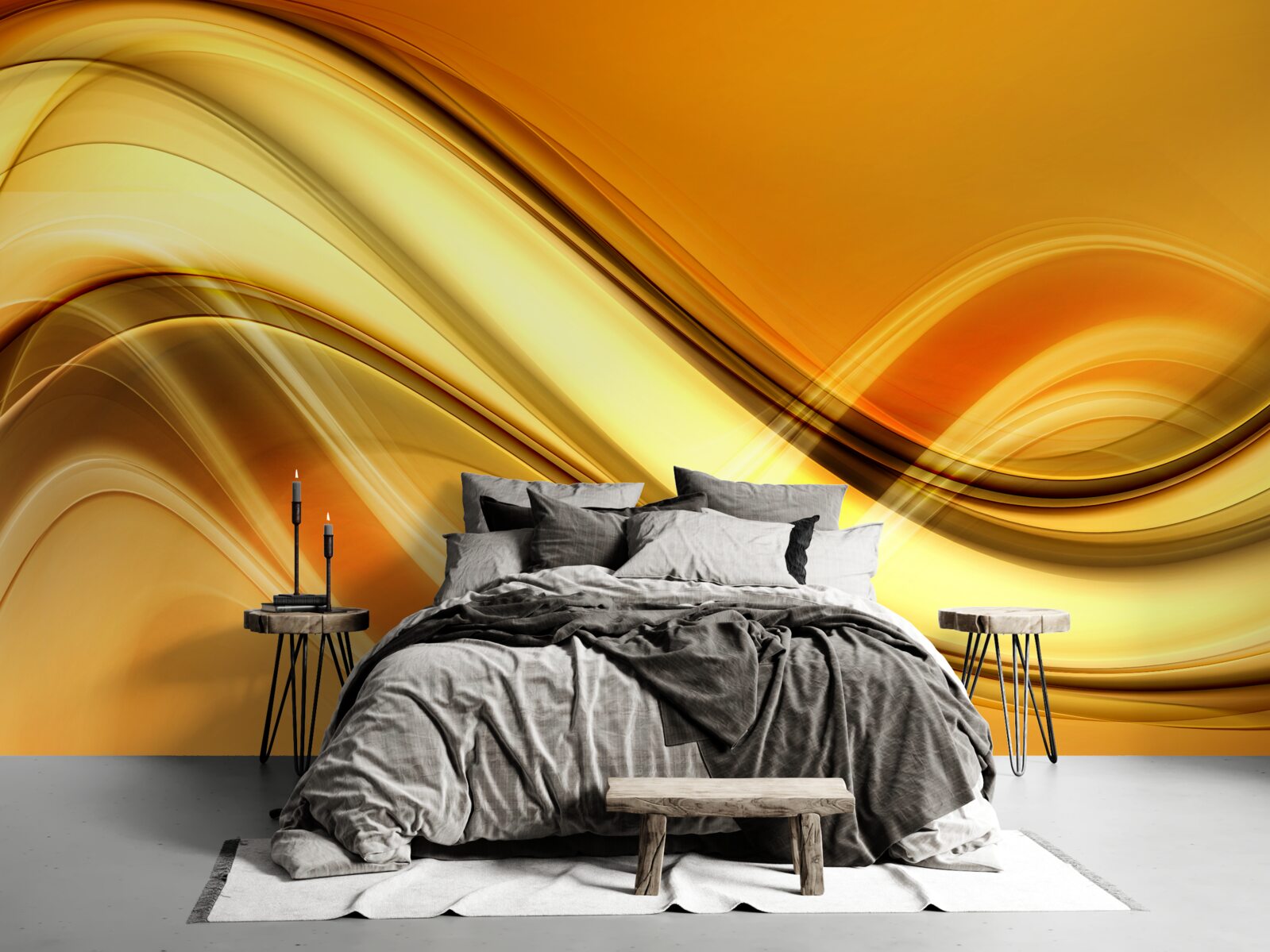 Fotobehang lijnen die zich tot in het oneindige uitstrekken op een bruin oppervlak