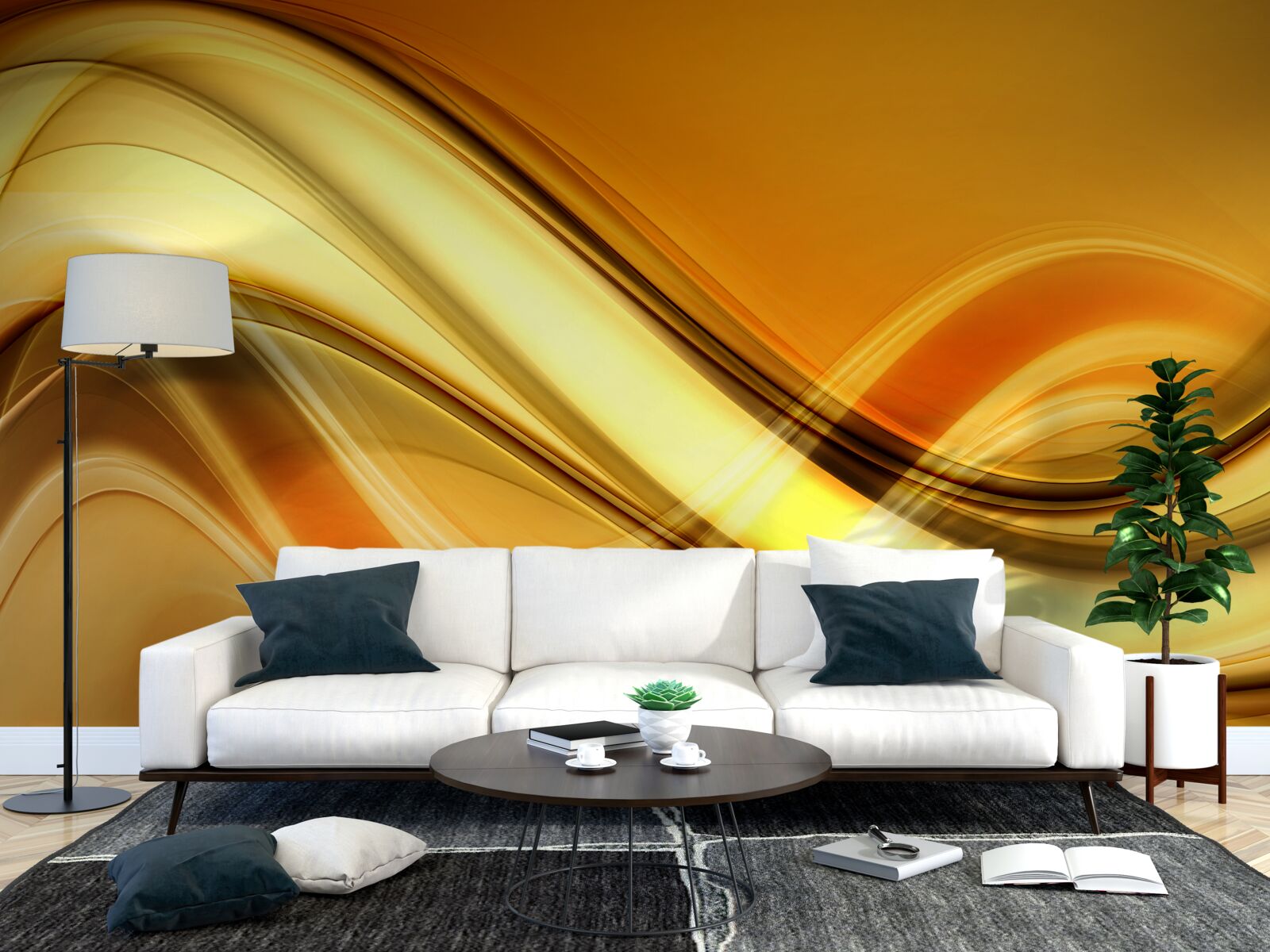 Fotobehang lijnen die zich tot in het oneindige uitstrekken op een bruin oppervlak