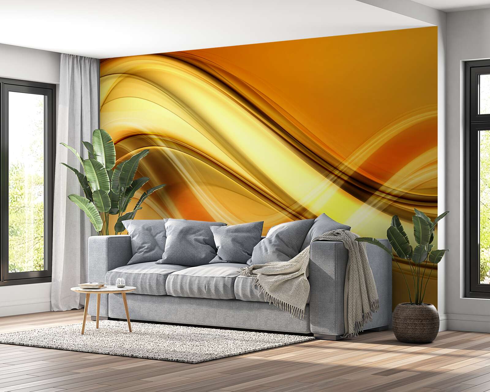 Fotobehang lijnen die zich tot in het oneindige uitstrekken op een bruin oppervlak