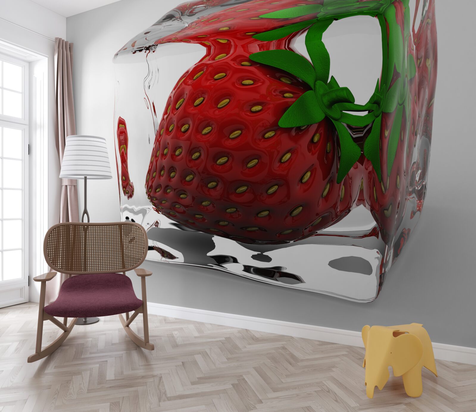 Fotobehang bevroren aardbeien