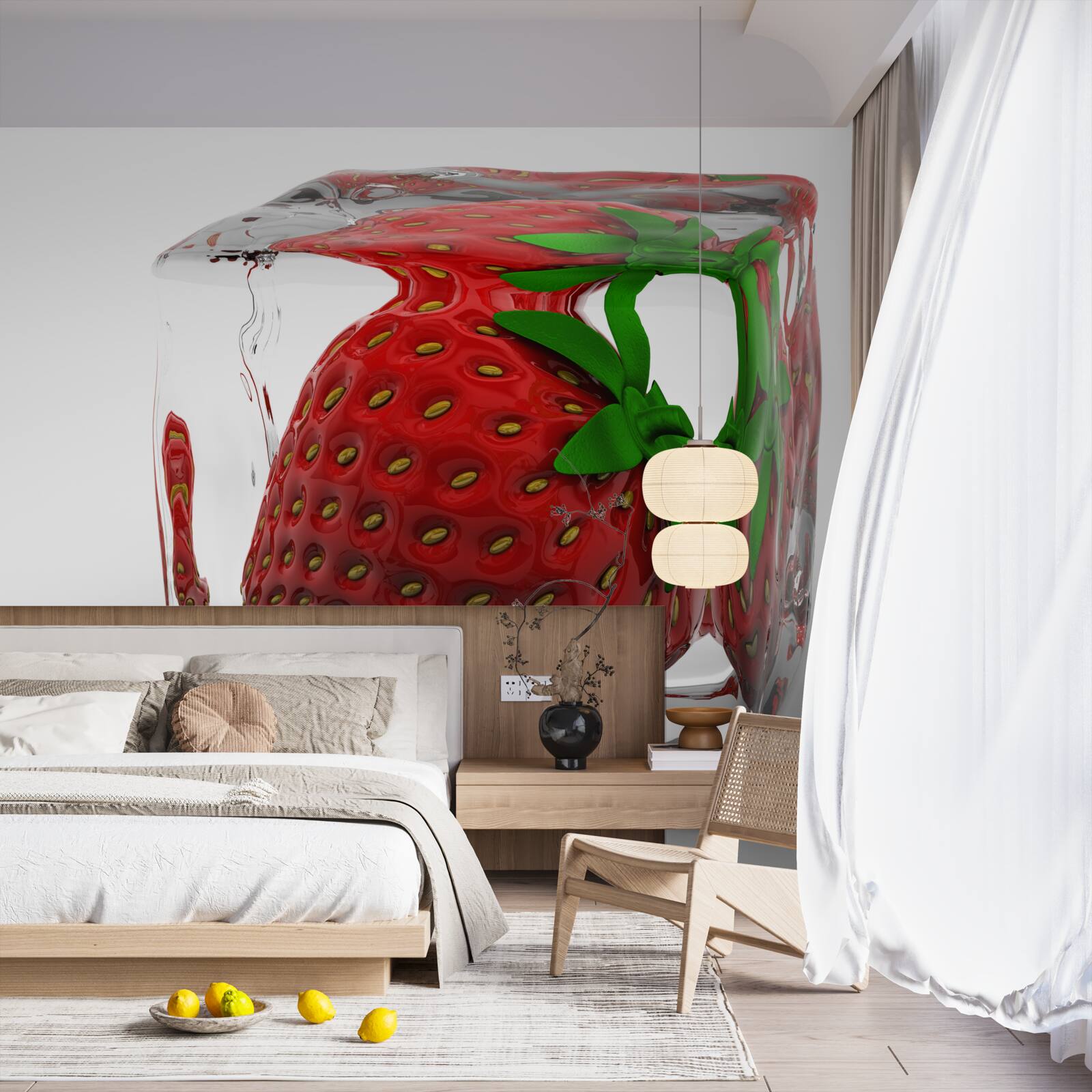 Fotobehang bevroren aardbeien