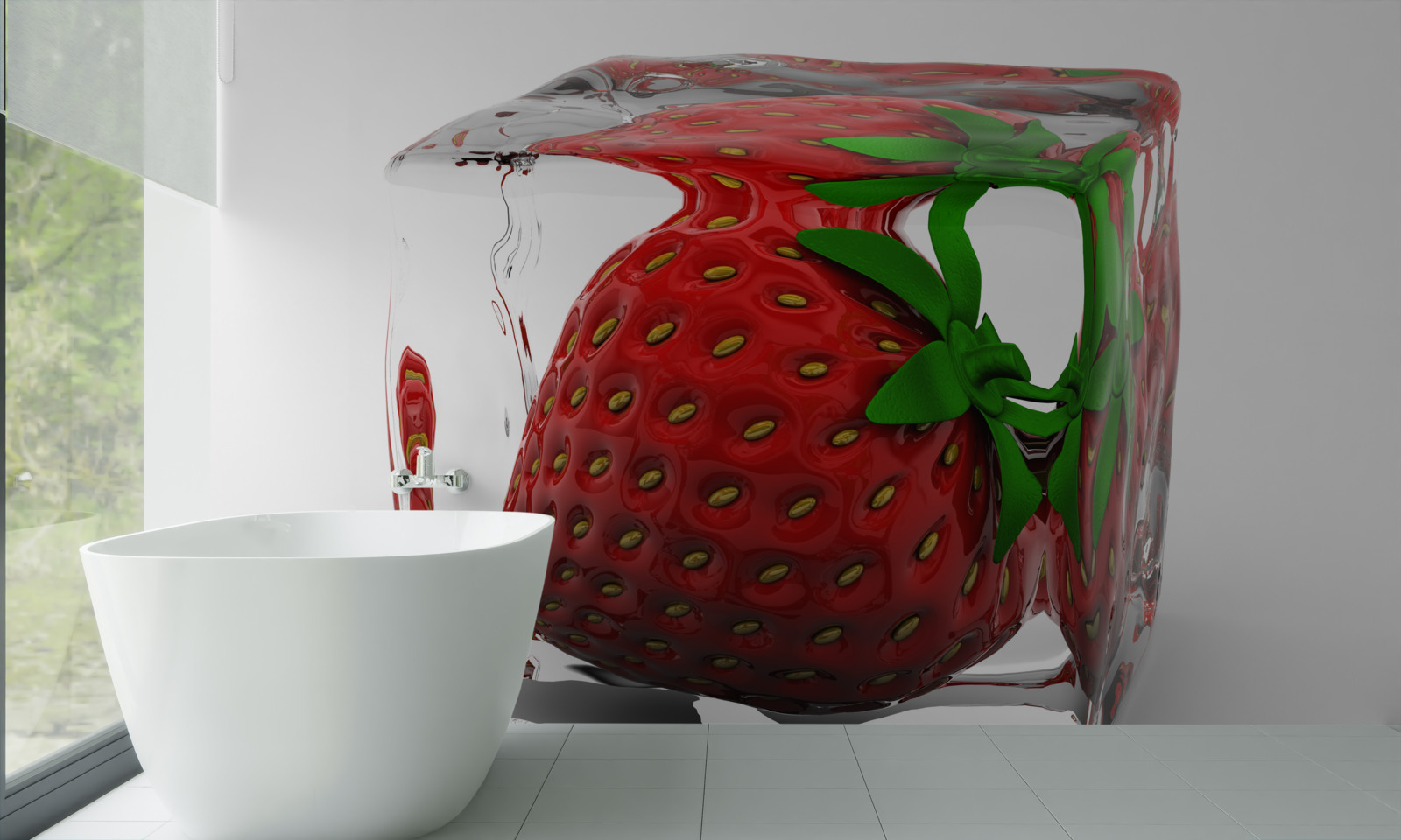 Fotobehang bevroren aardbeien