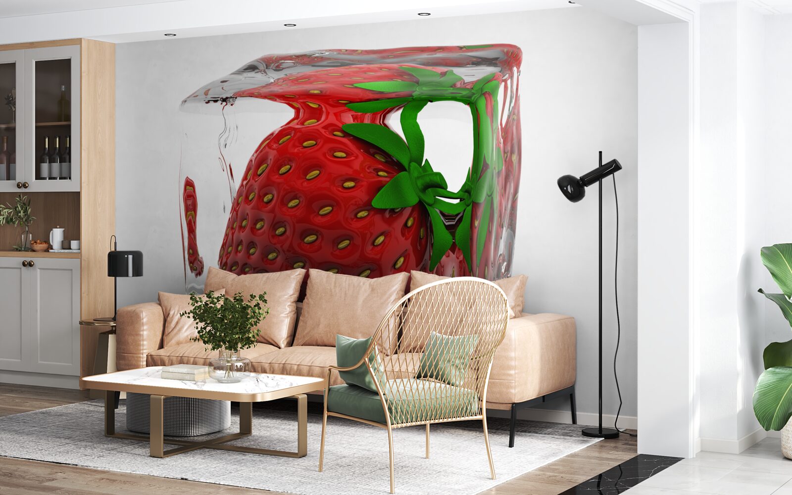 Fotobehang bevroren aardbeien