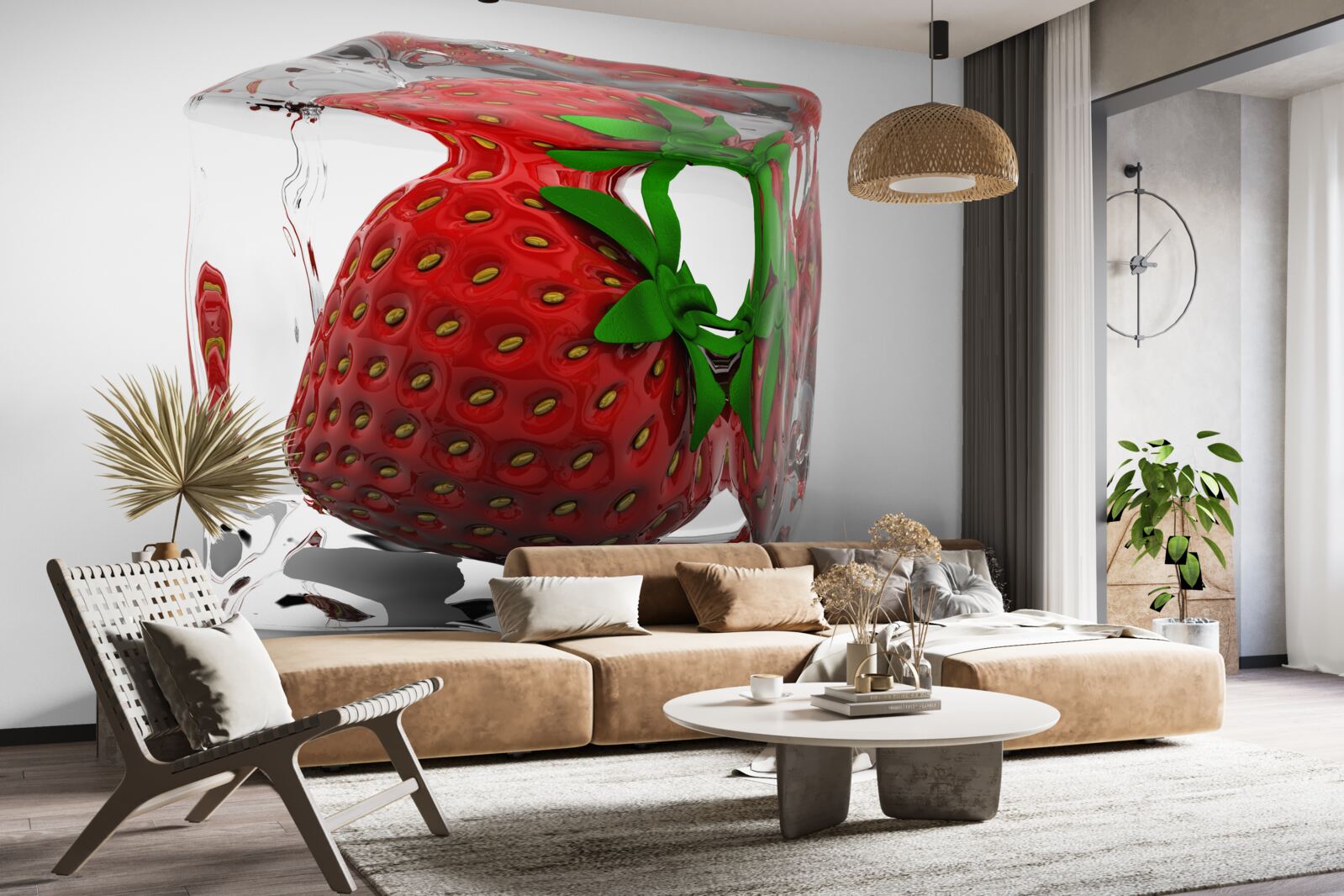 Fotobehang bevroren aardbeien