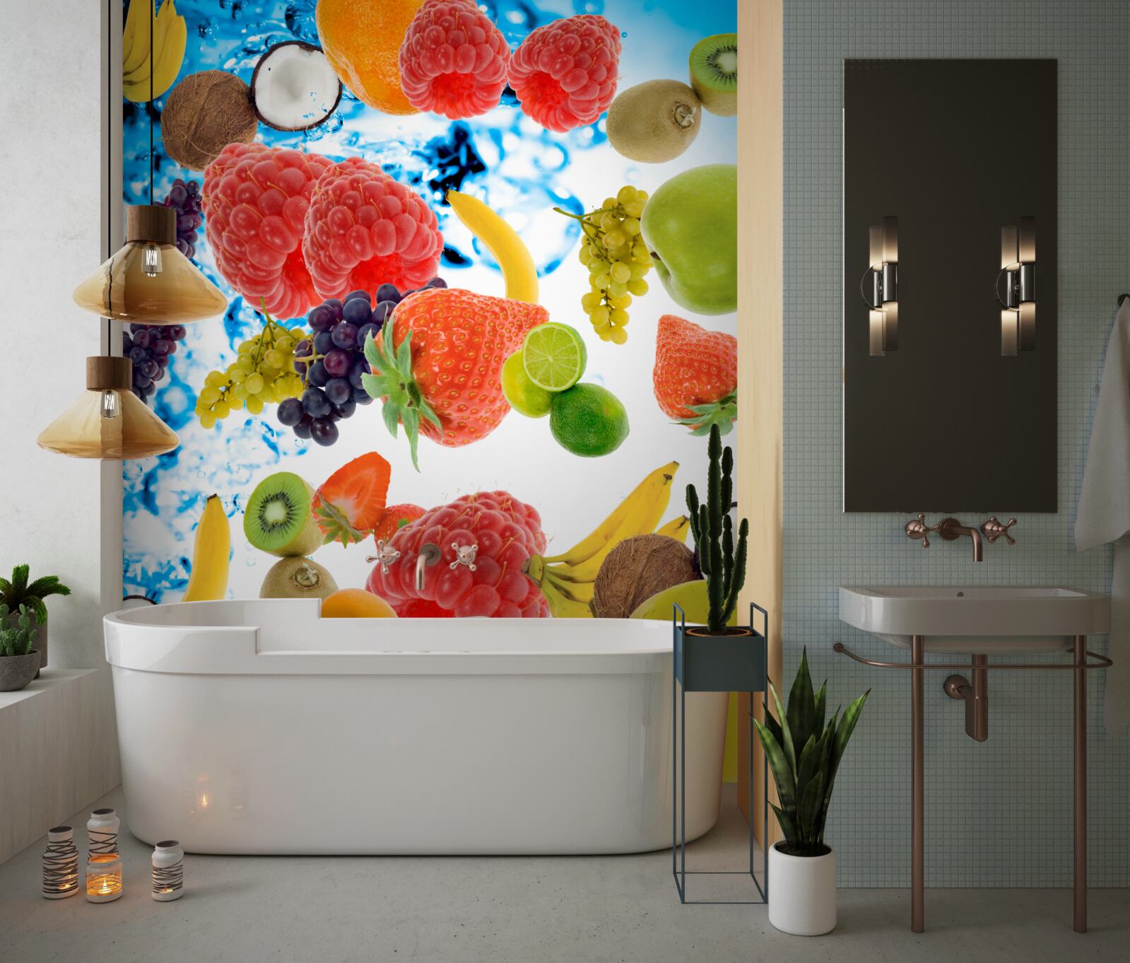 Fotobehang vers zomerfruit in water