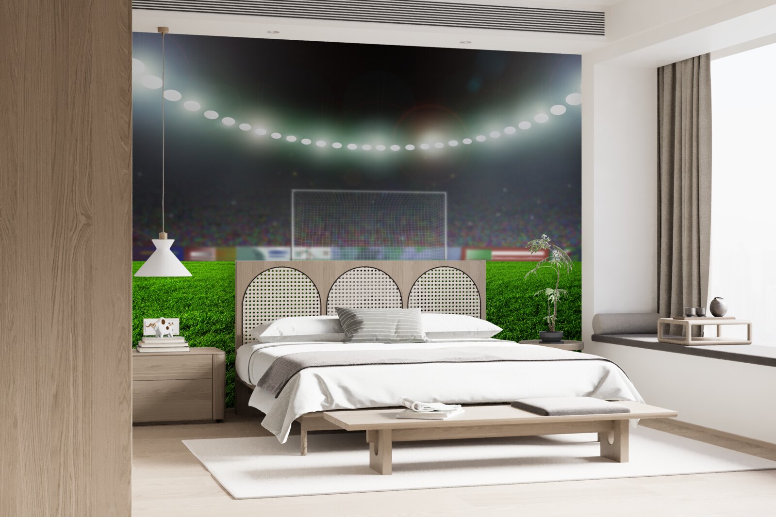 Fotobehang de bal vliegt richting het doel