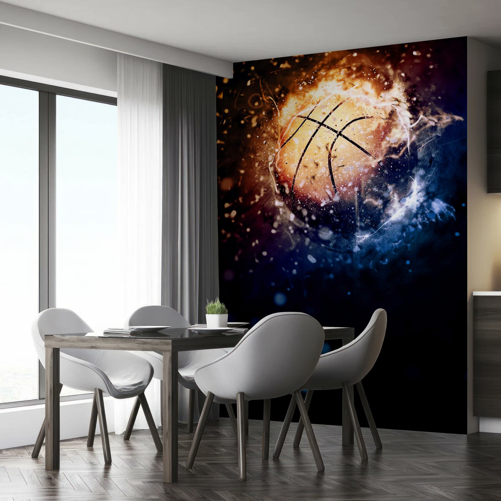 Fotobehang brandend basketbal