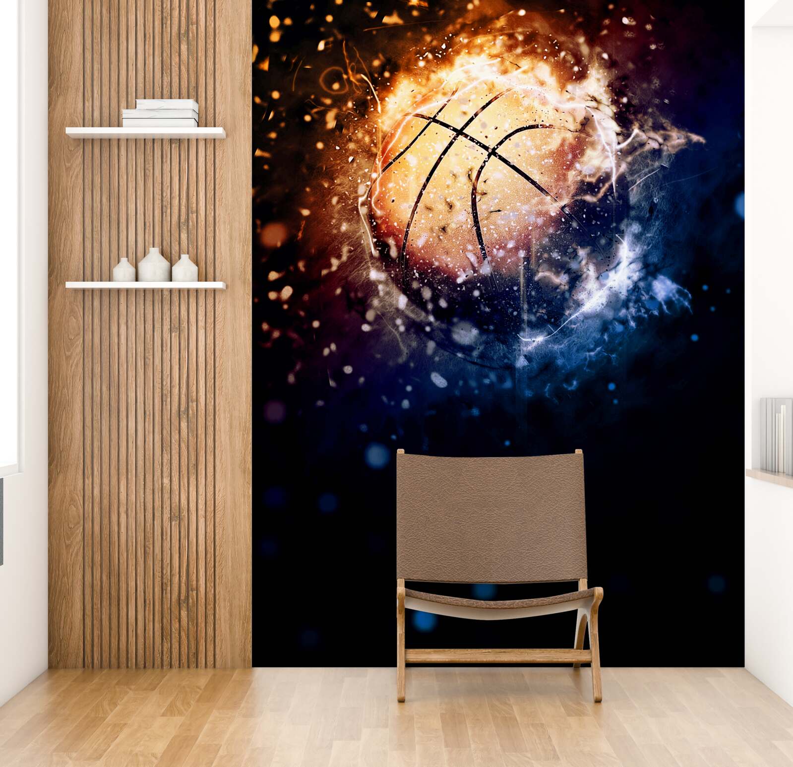 Fotobehang brandend basketbal