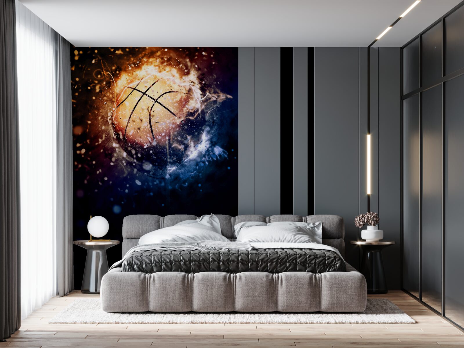 Fotobehang brandend basketbal