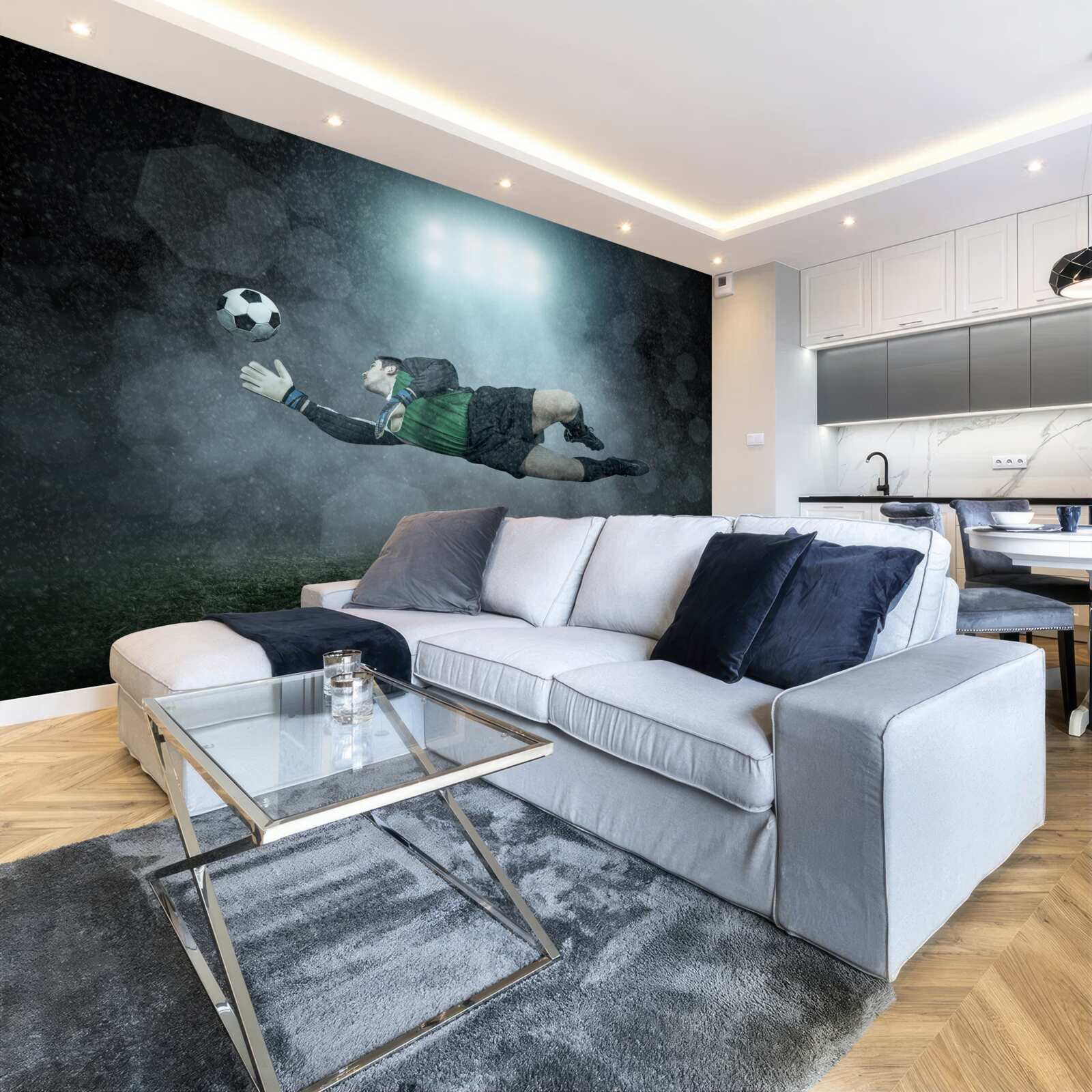 Fotobehang keeper onderschept bal tijdens vlucht