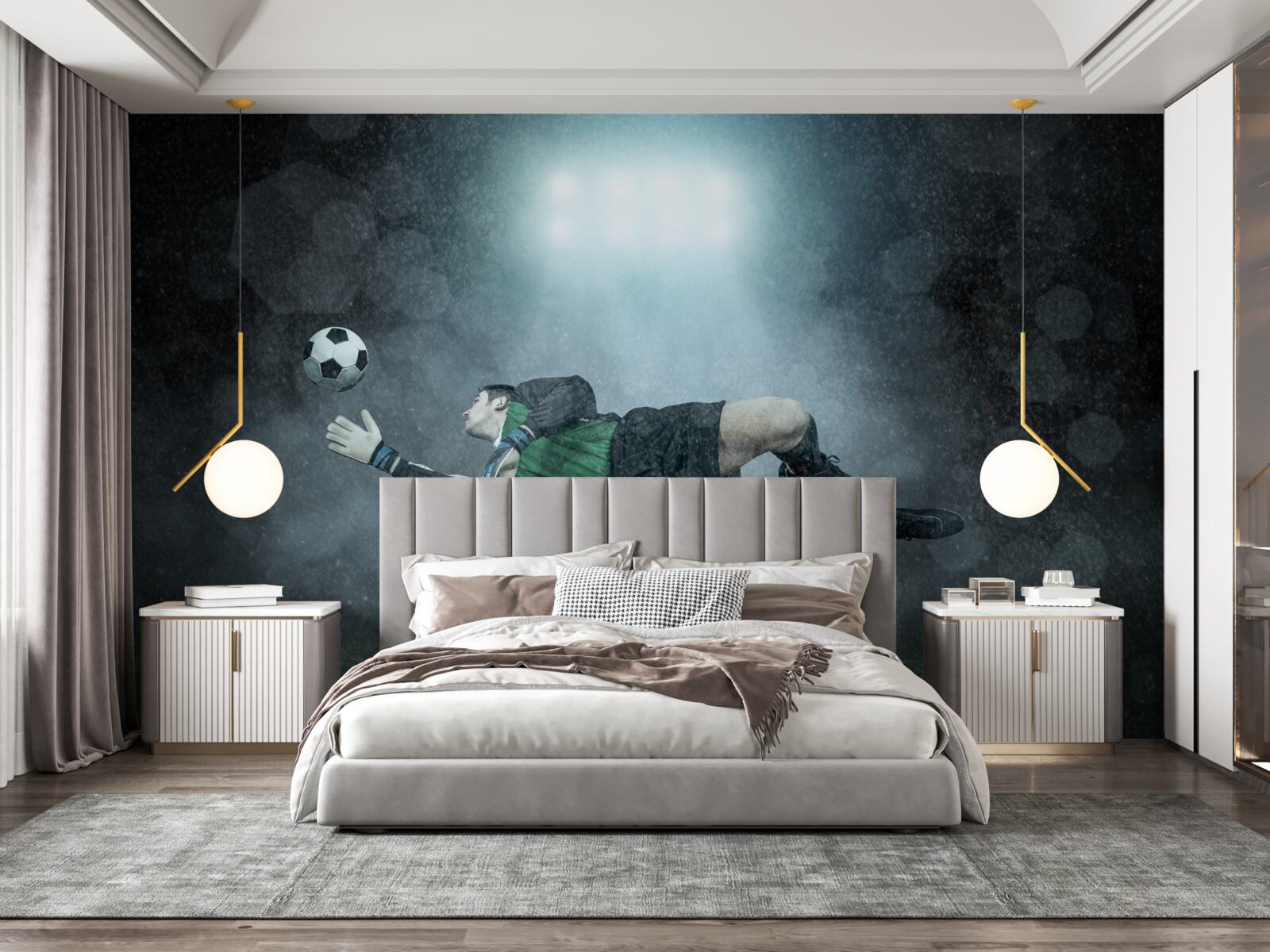 Fotobehang keeper onderschept bal tijdens vlucht