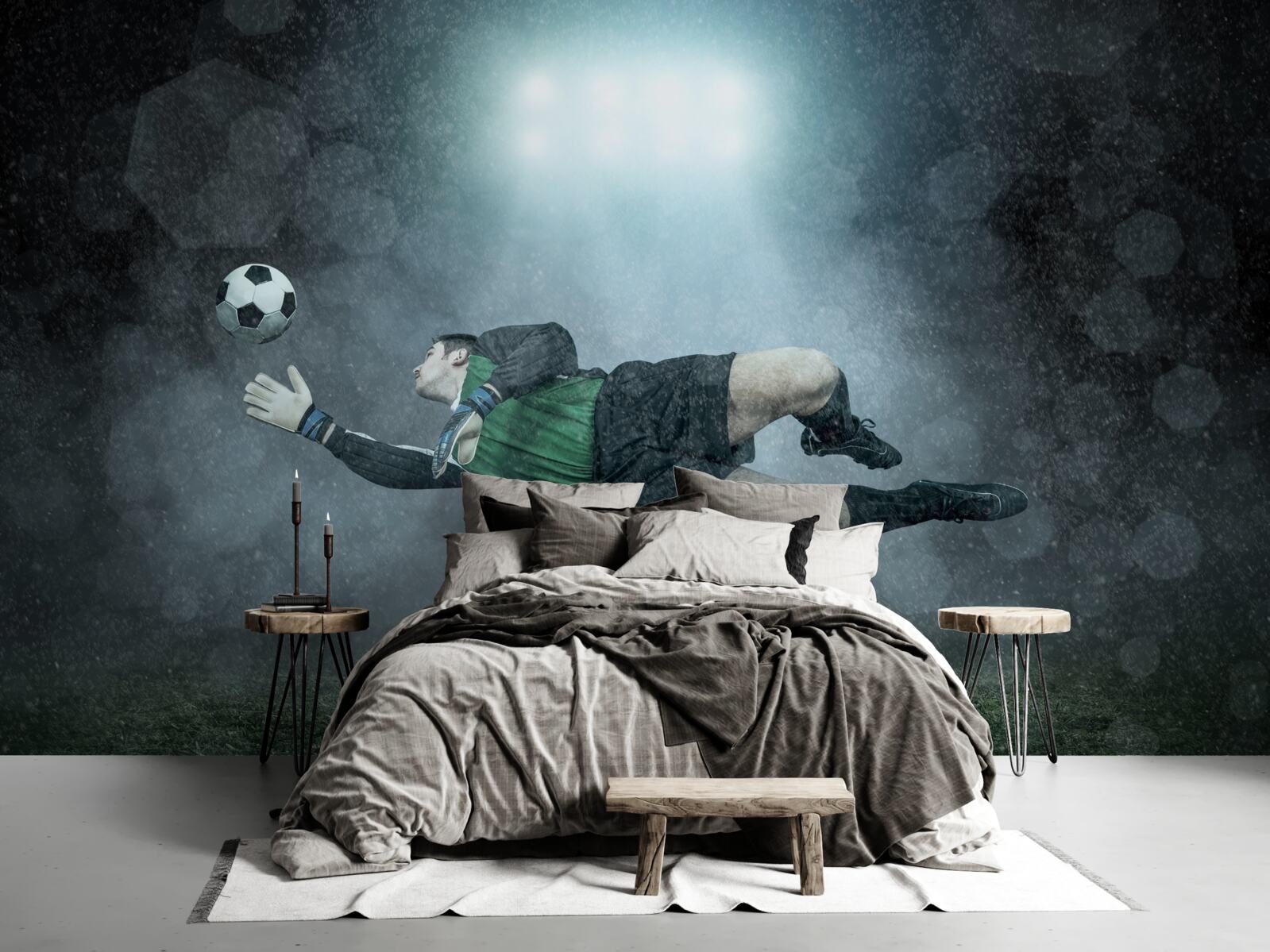 Fotobehang keeper onderschept bal tijdens vlucht