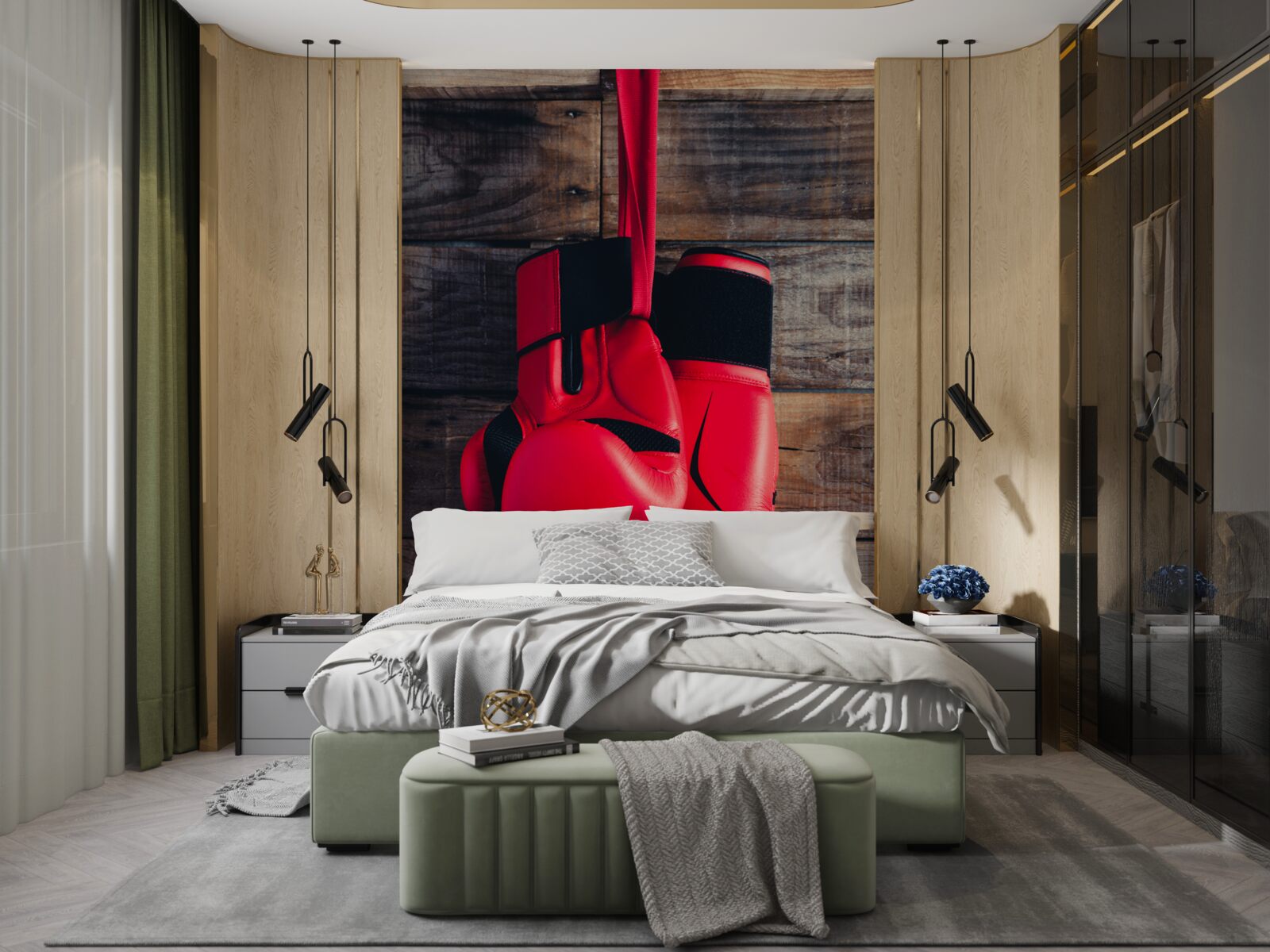 Fotobehang rode bokshandschoenen