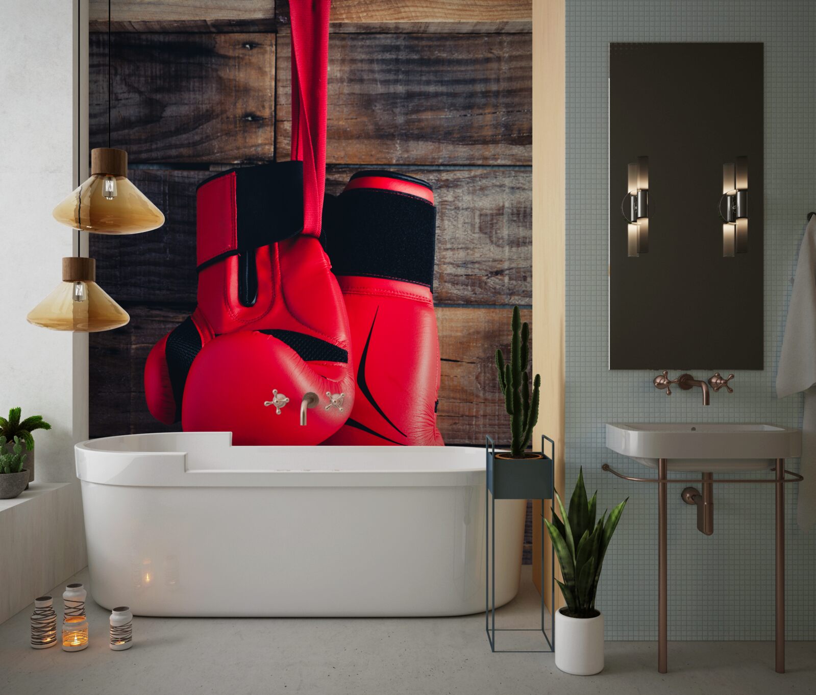 Fotobehang rode bokshandschoenen