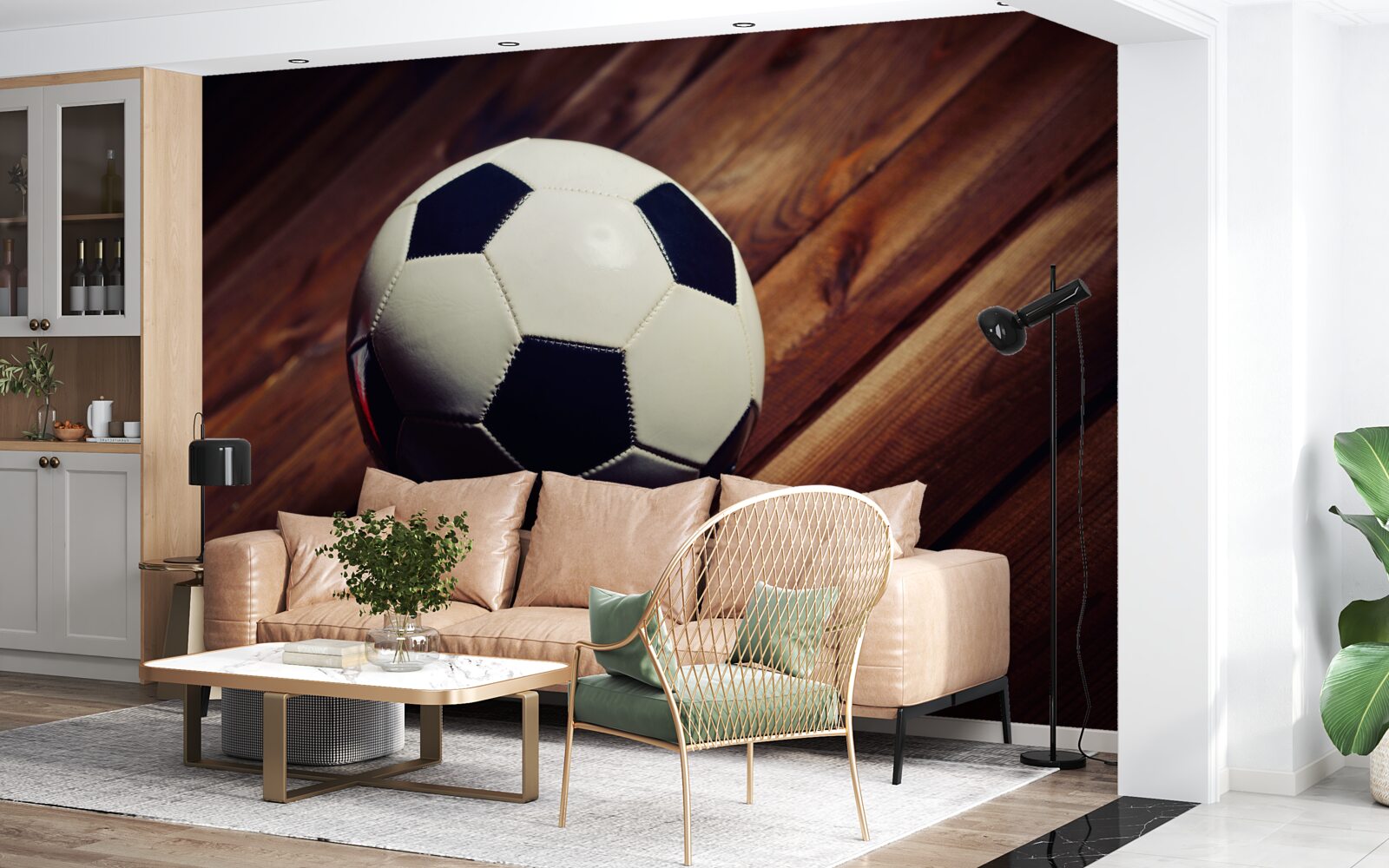 Fotobehang voetbal op een boomtak