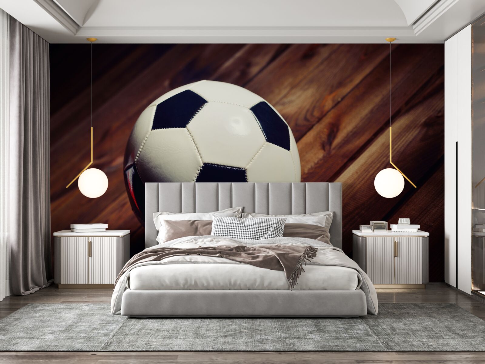 Fotobehang voetbal op een boomtak