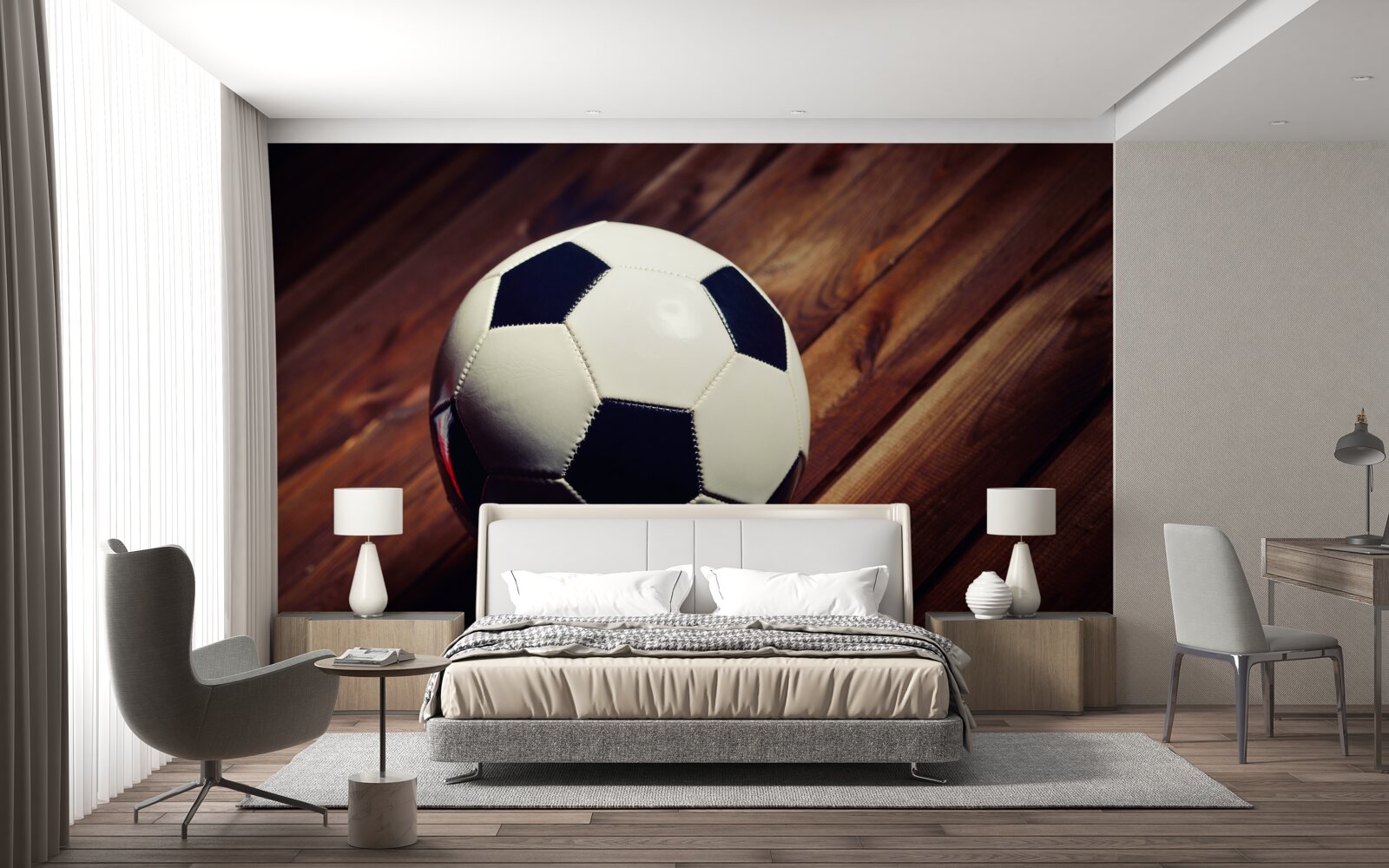 Fotobehang voetbal op een boomtak