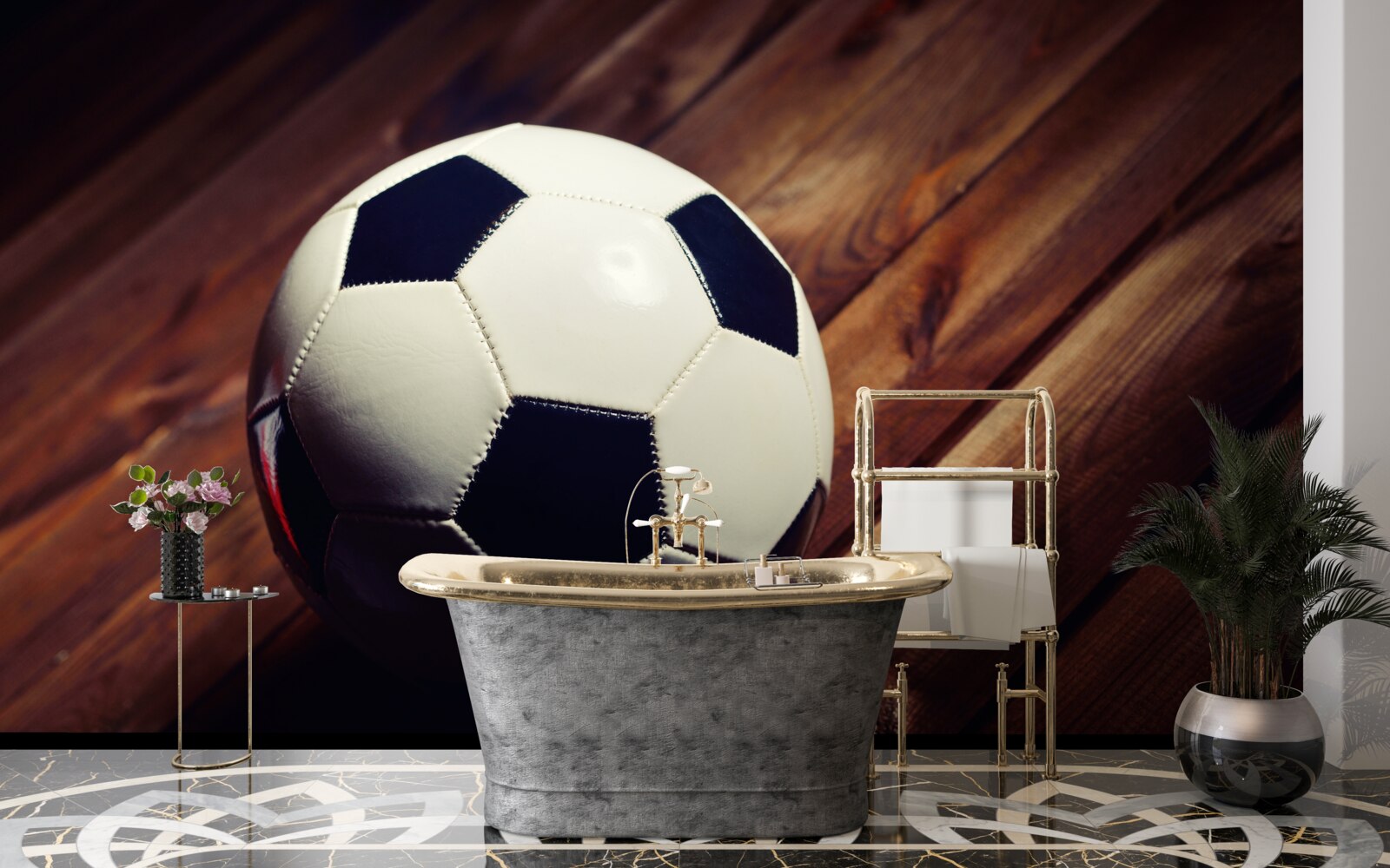 Fotobehang voetbal op een boomtak