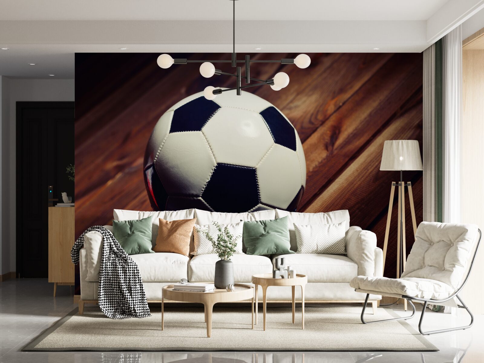 Fotobehang voetbal op een boomtak