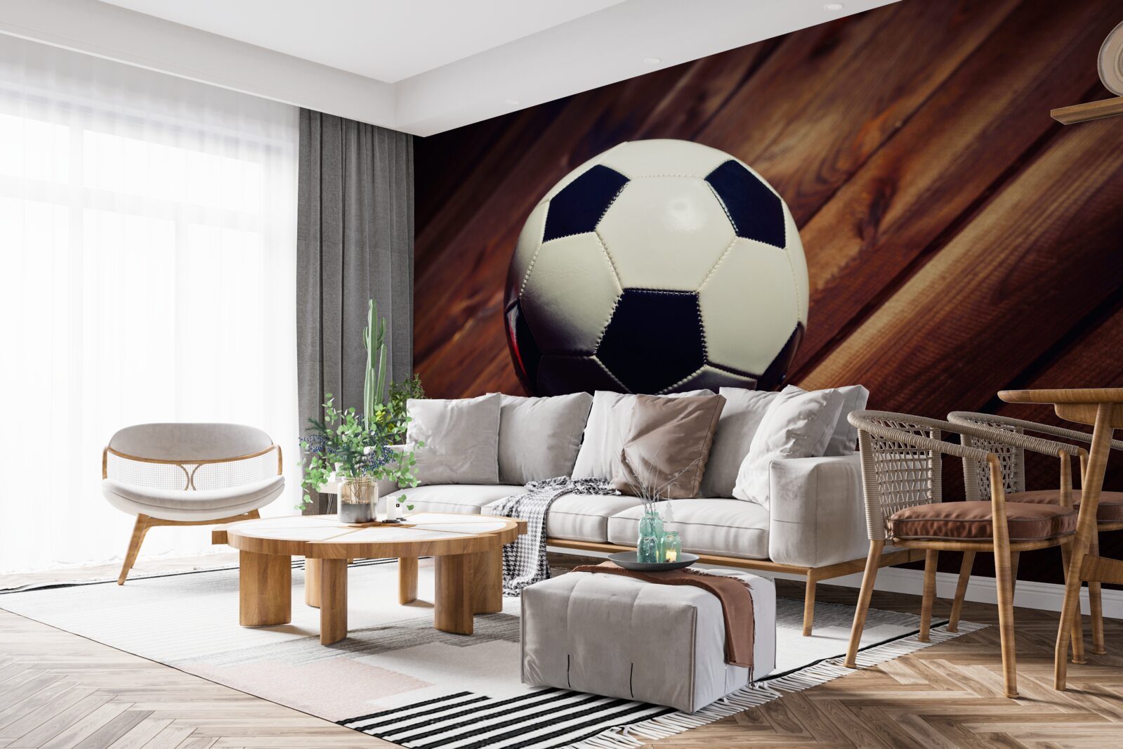 Fotobehang voetbal op een boomtak