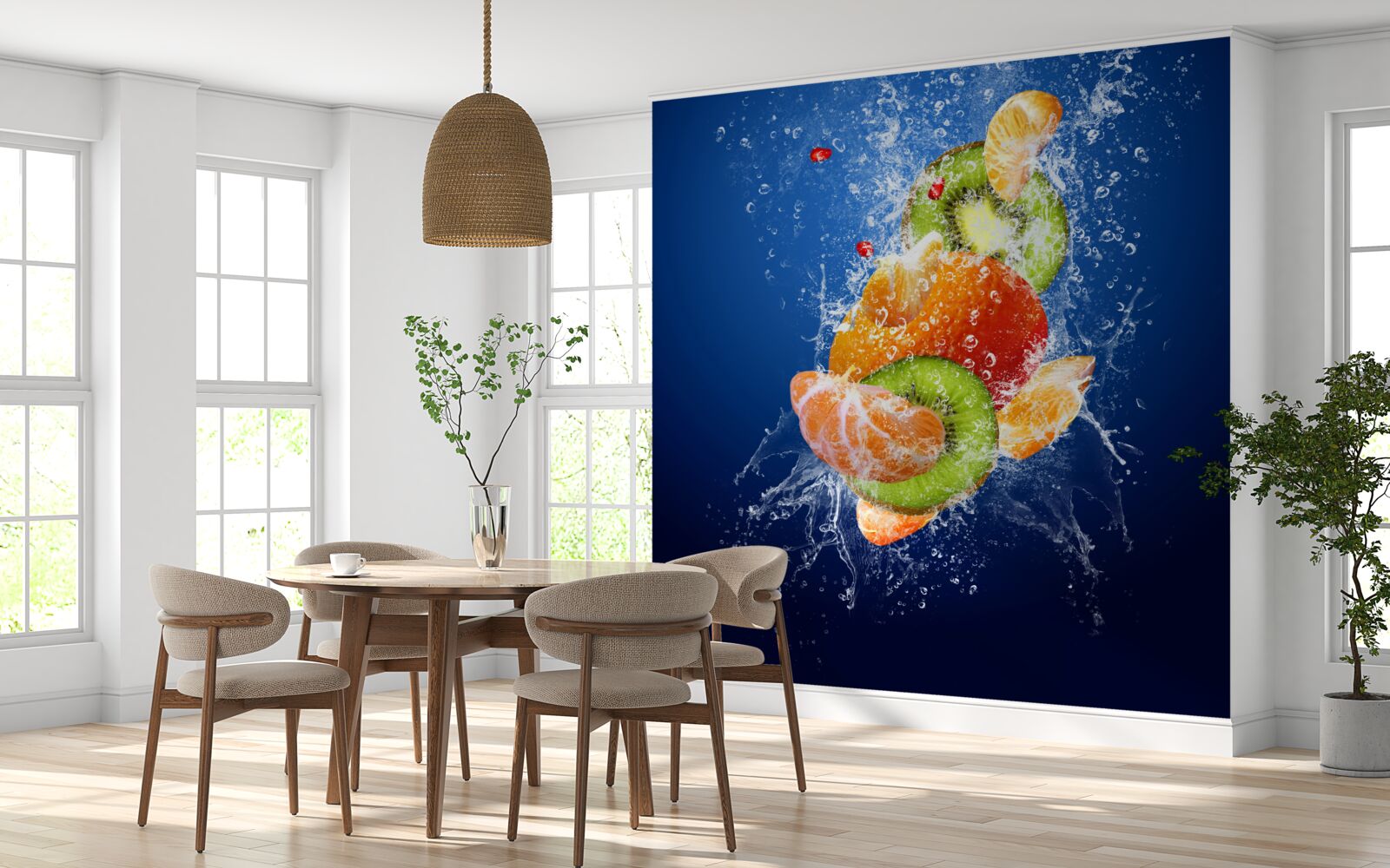 Fotobehang Fruitcocktail met kiwi en mandarijn