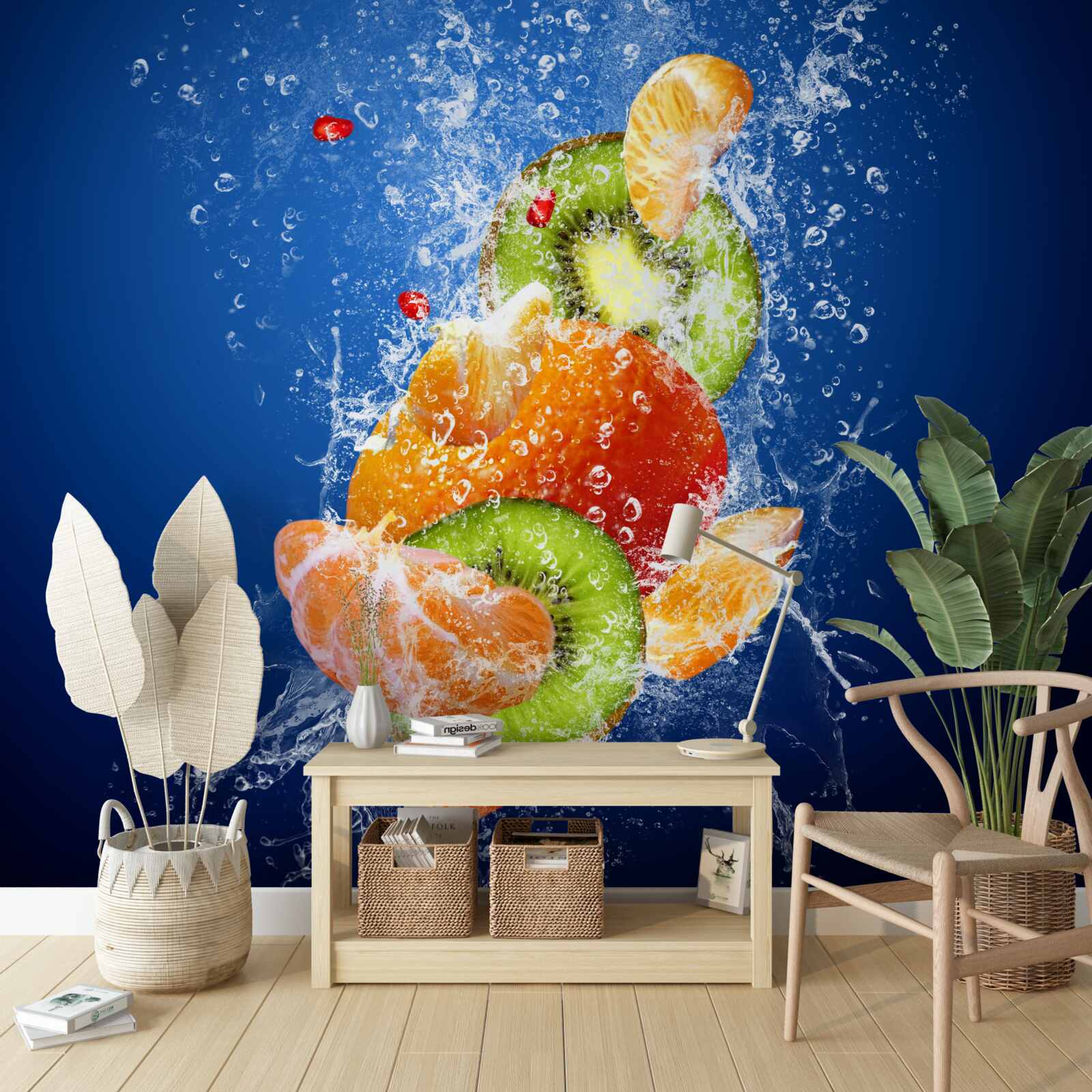 Fotobehang Fruitcocktail met kiwi en mandarijn