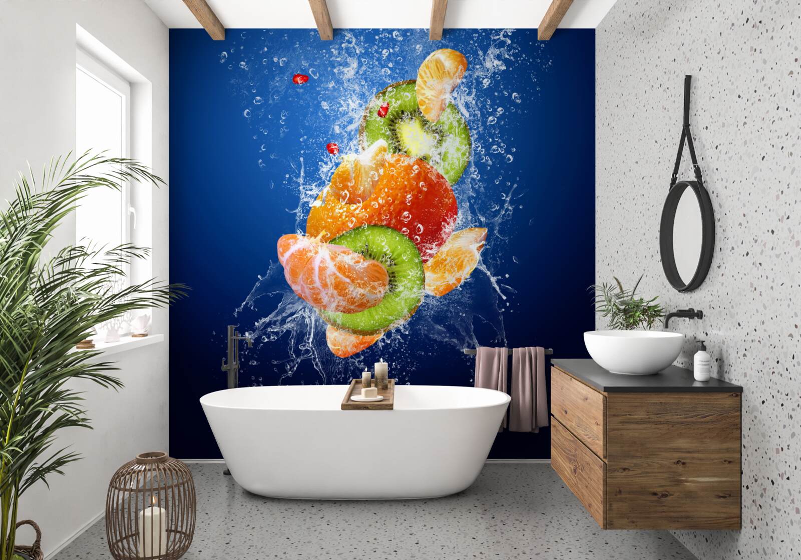 Fotobehang Fruitcocktail met kiwi en mandarijn