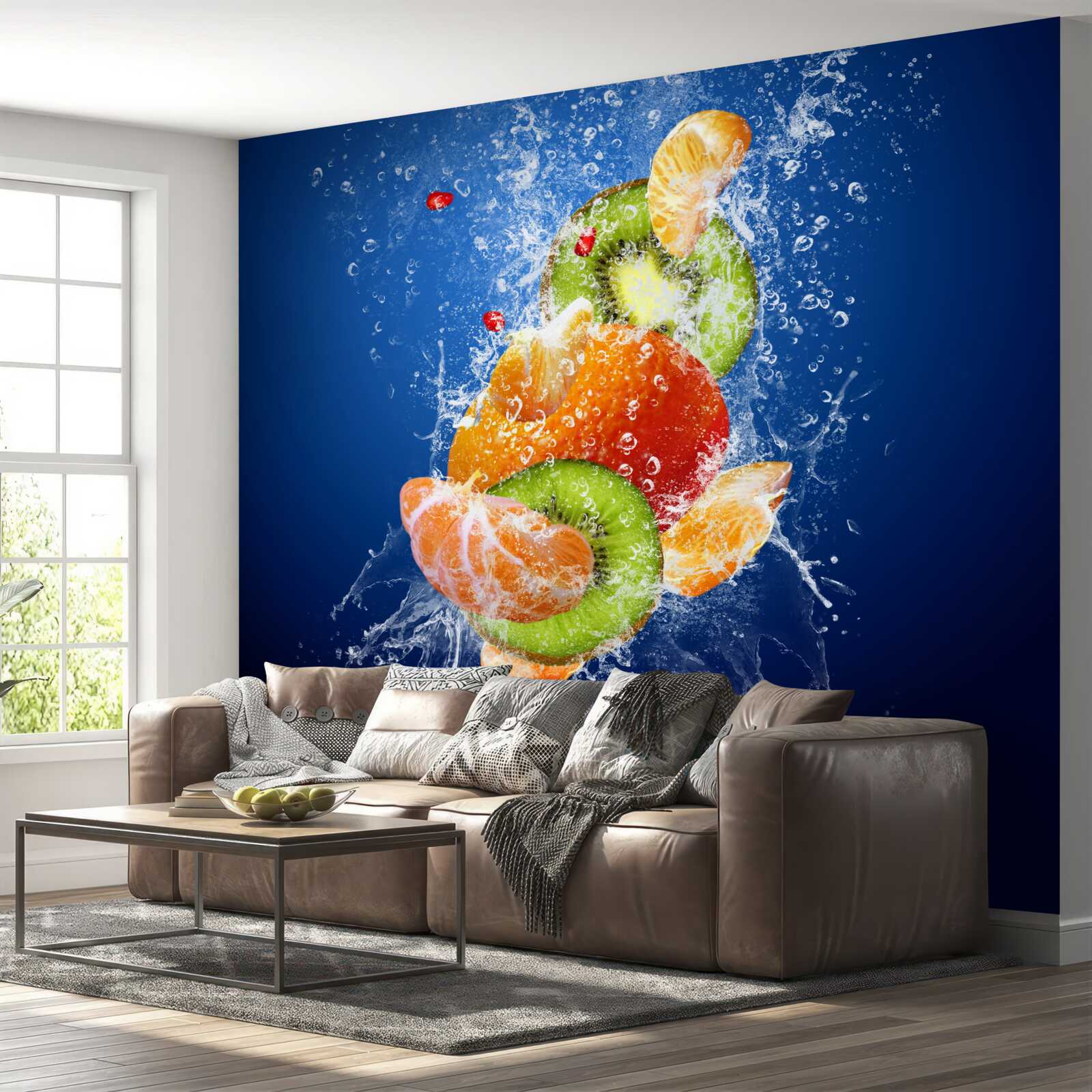 Fotobehang Fruitcocktail met kiwi en mandarijn