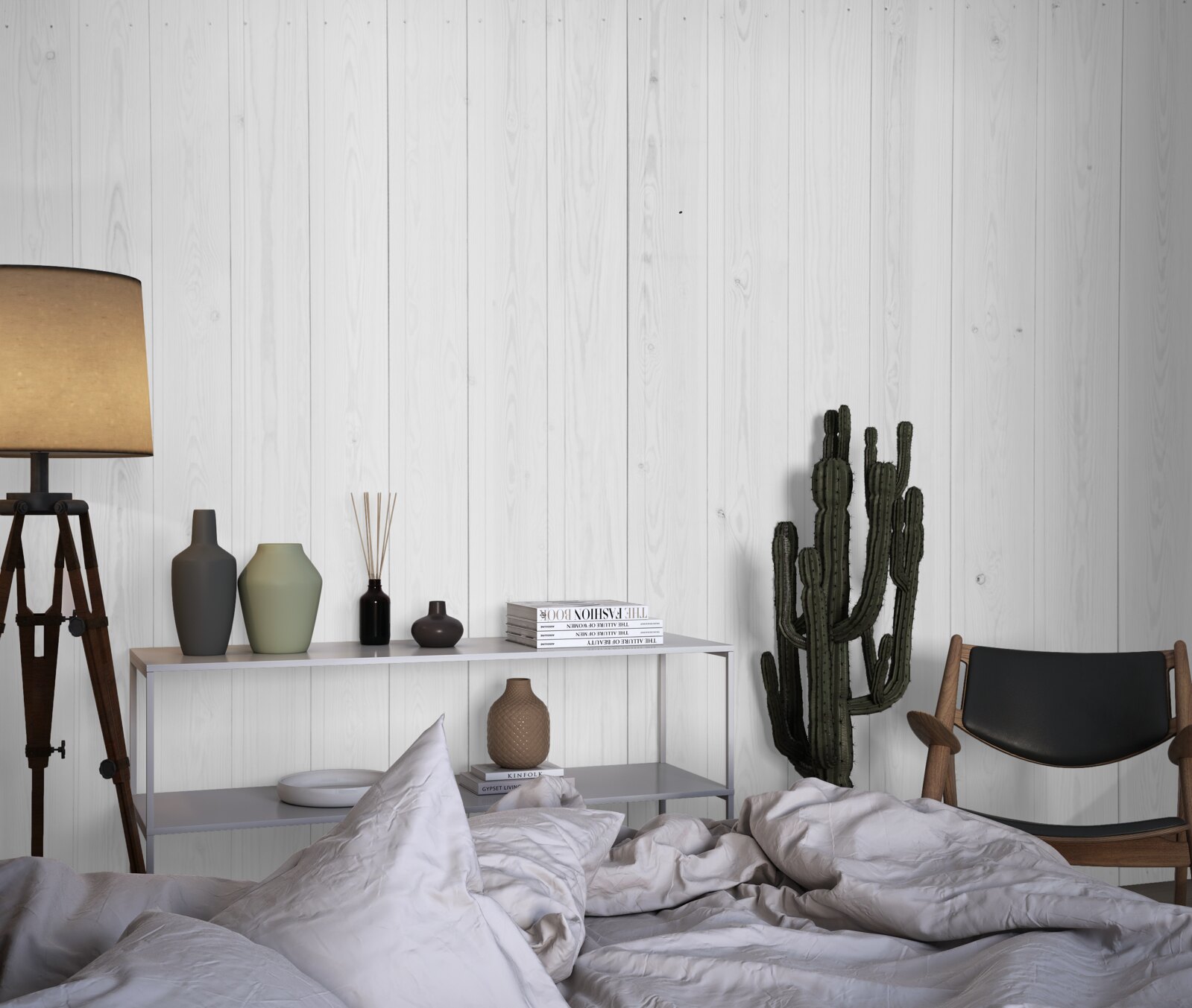 Fotobehang wit parket gelegd in verticale richting